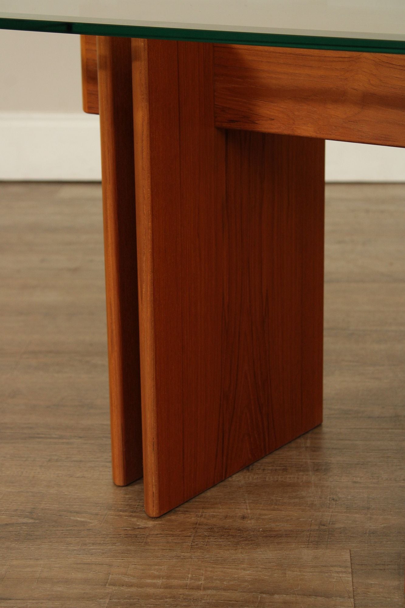 Danish Modern Glass Top Teak End Table