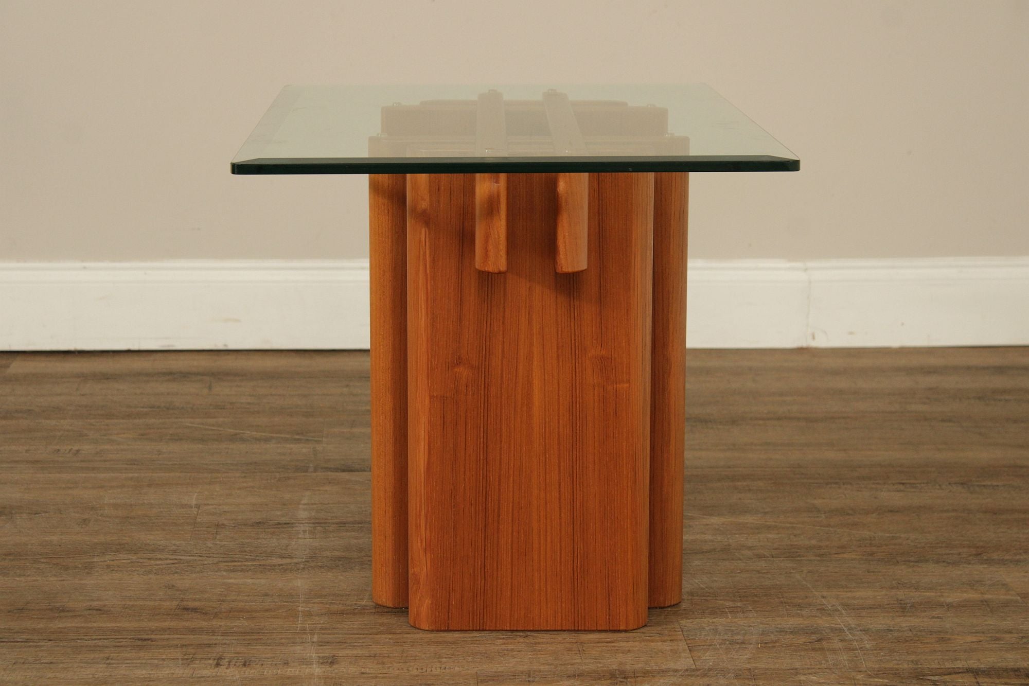 Danish Modern Glass Top Teak End Table