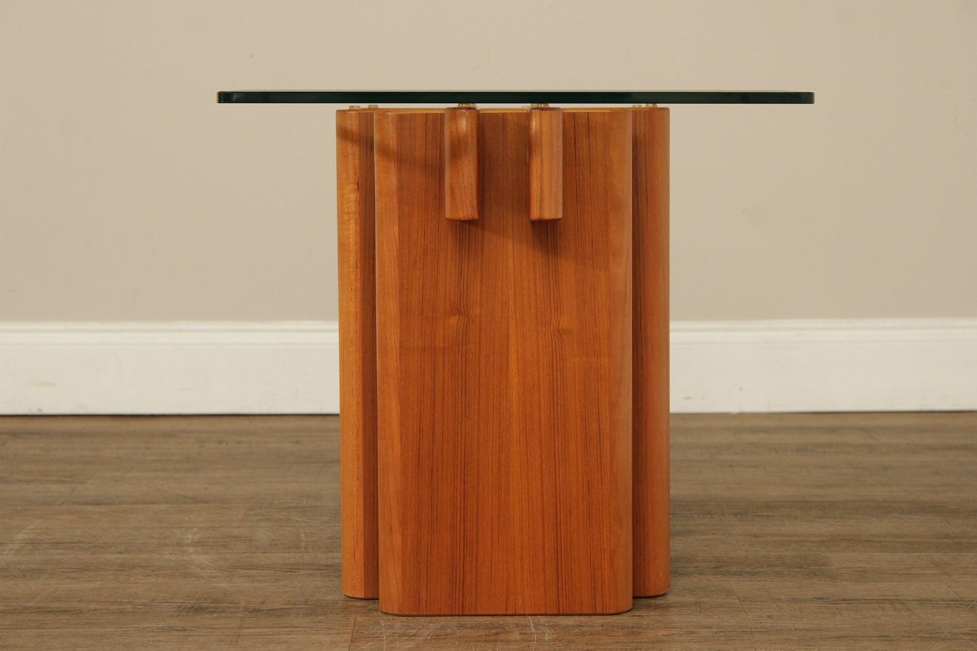 Danish Modern Glass Top Teak End Table