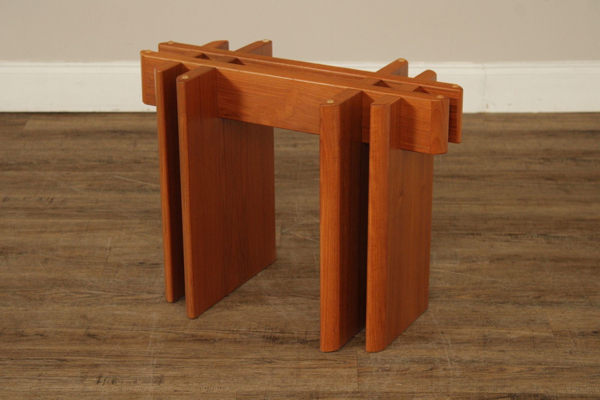 Danish Modern Glass Top Teak End Table