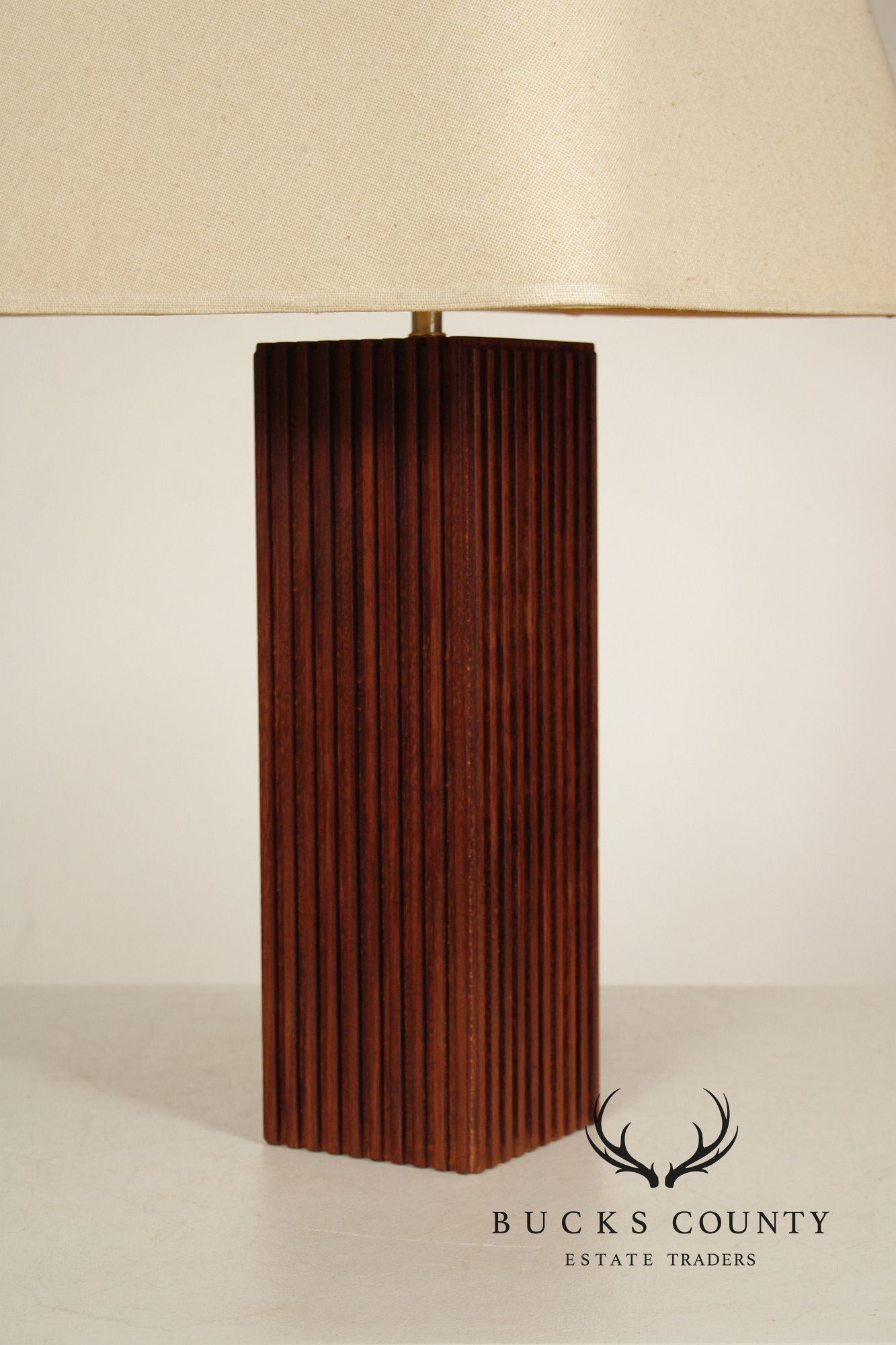 Mid Century Modern Carved Wood Table Lamp