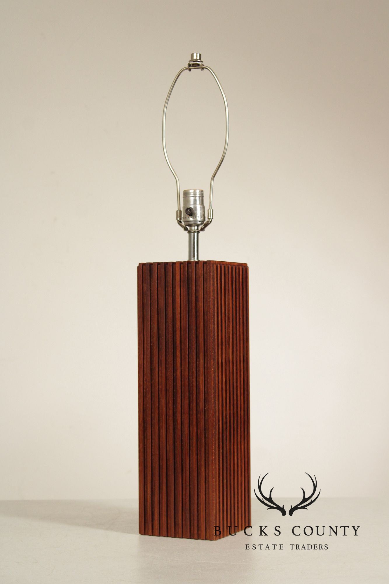 Mid Century Modern Carved Wood Table Lamp