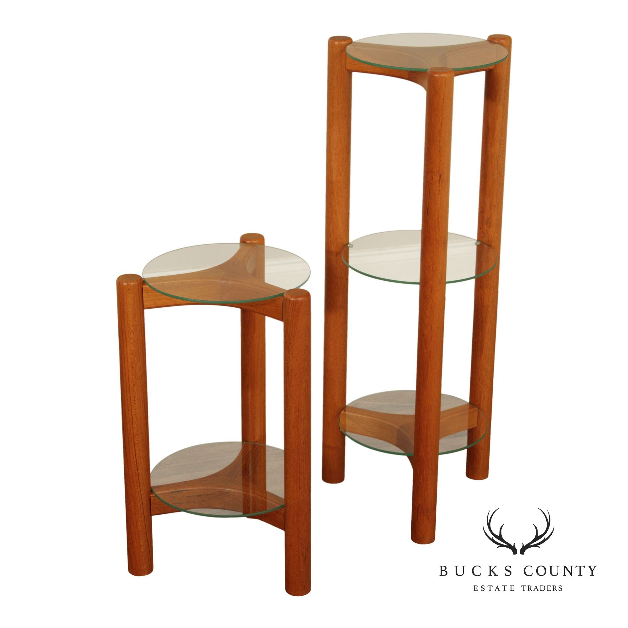 Lysgaard Mobler Danish Modern Pair of Teak Plant Stands