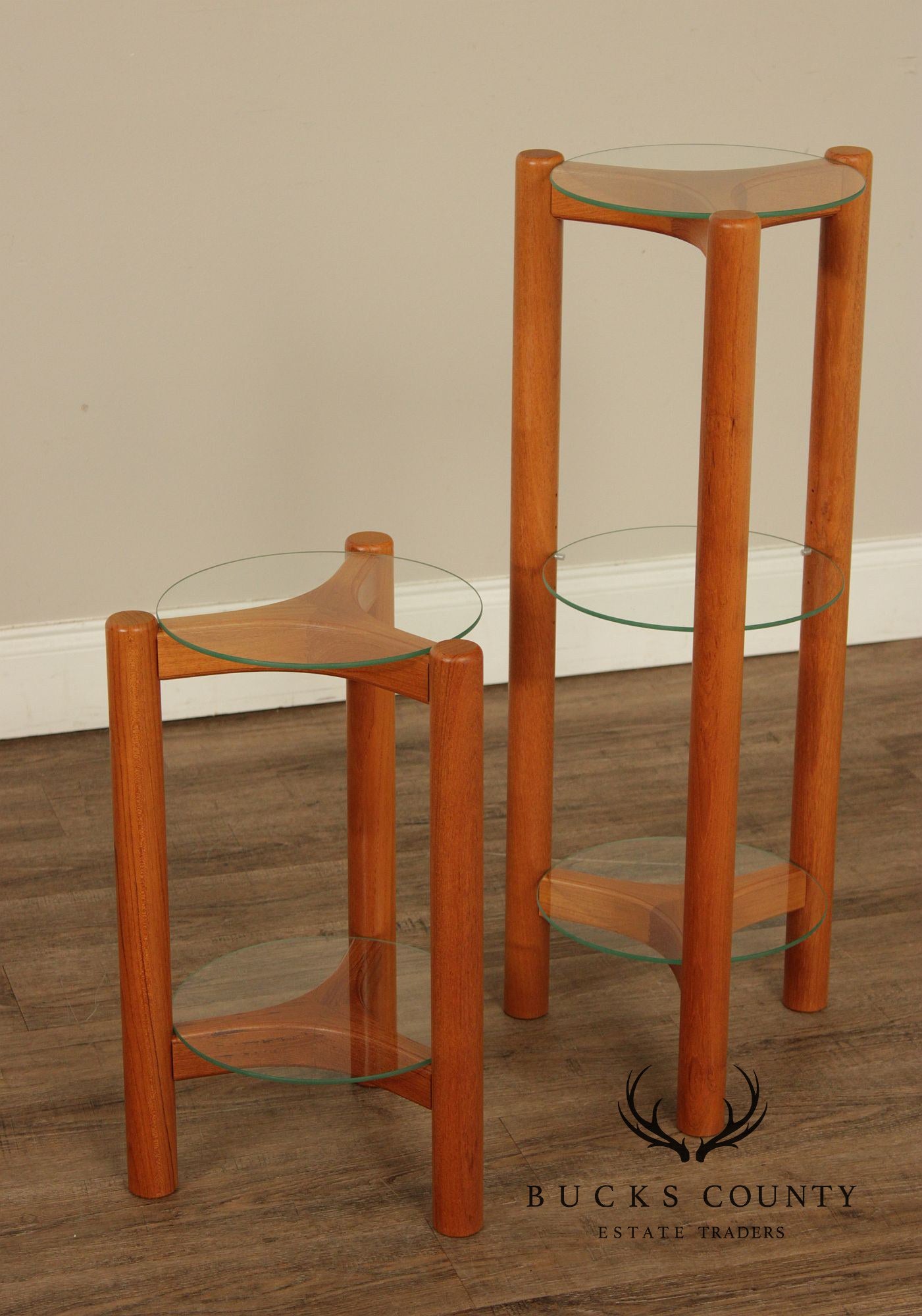 Lysgaard Mobler Danish Modern Pair of Teak Plant Stands