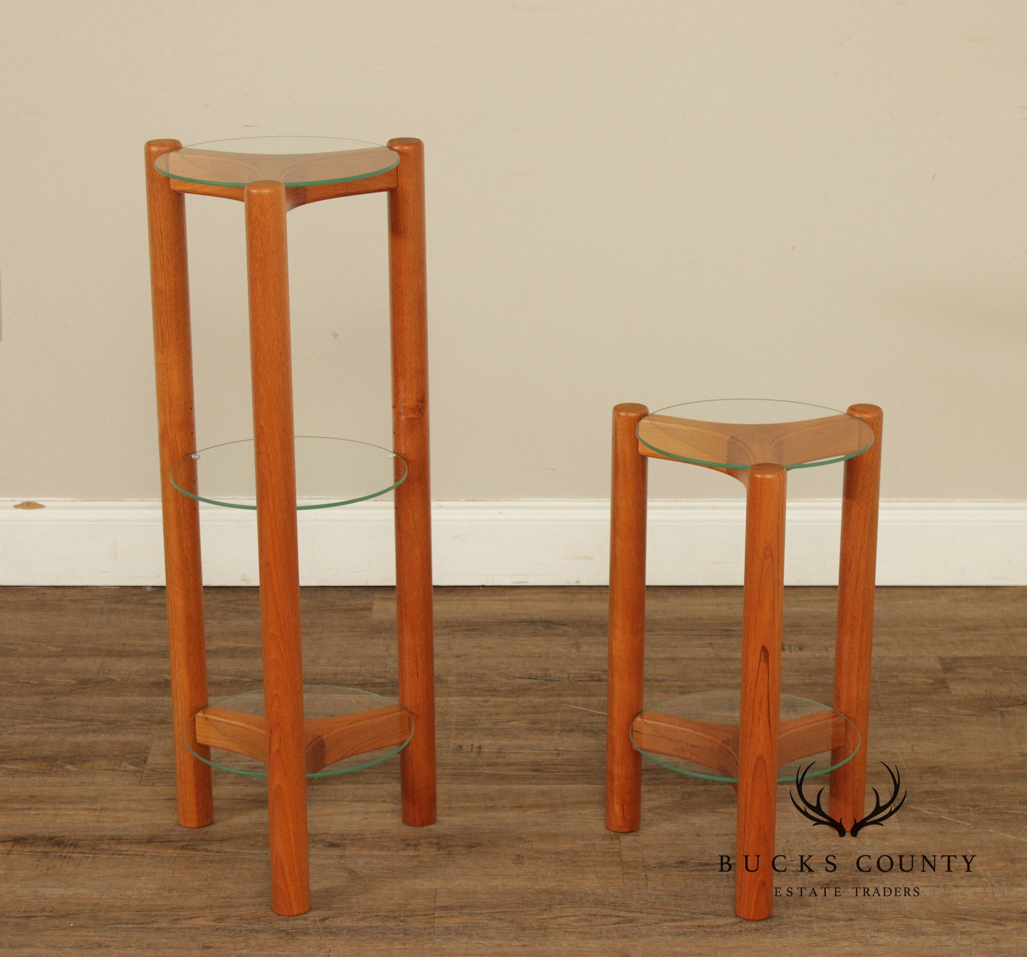 Lysgaard Mobler Danish Modern Pair of Teak Plant Stands