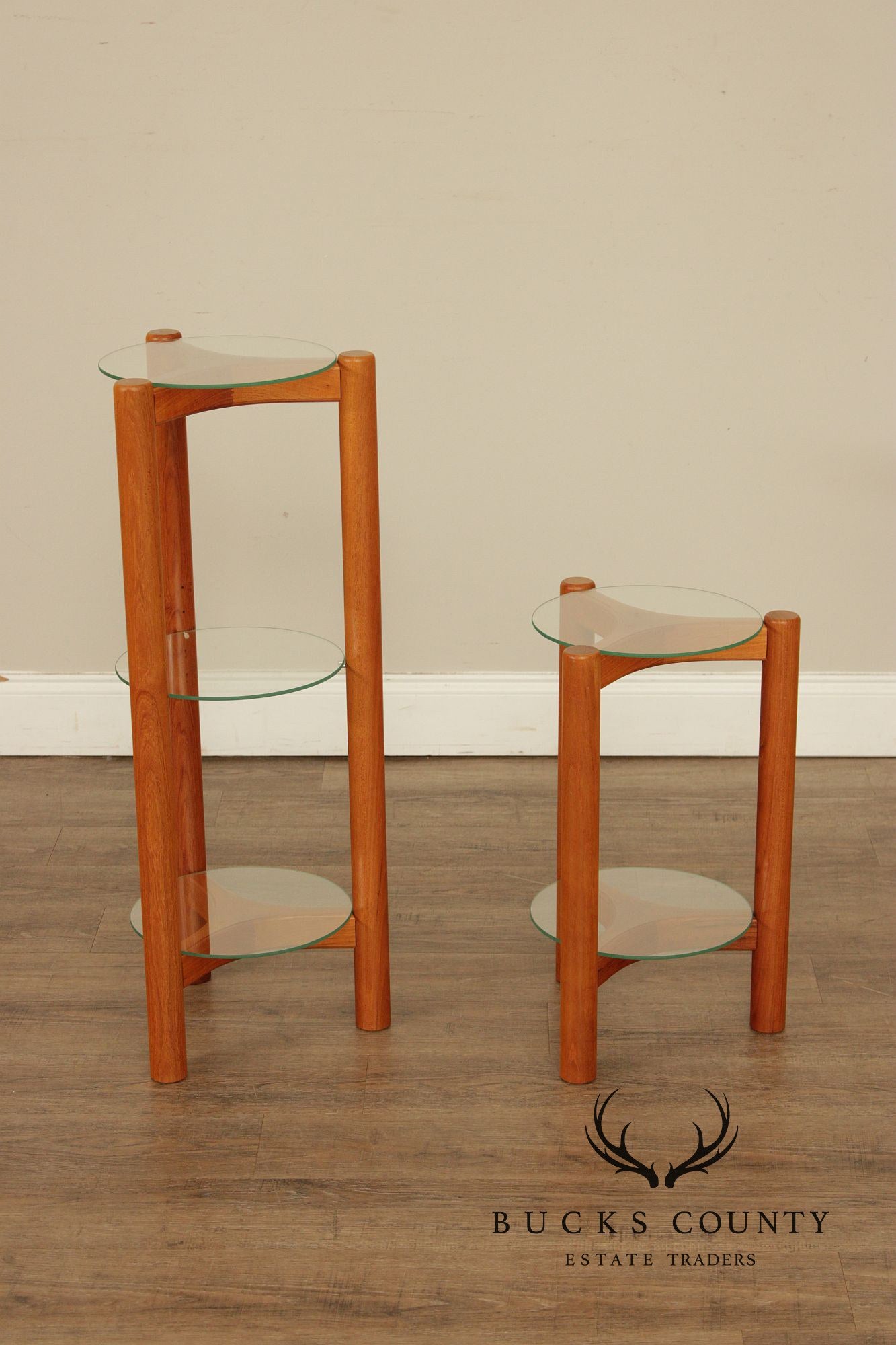Lysgaard Mobler Danish Modern Pair of Teak Plant Stands