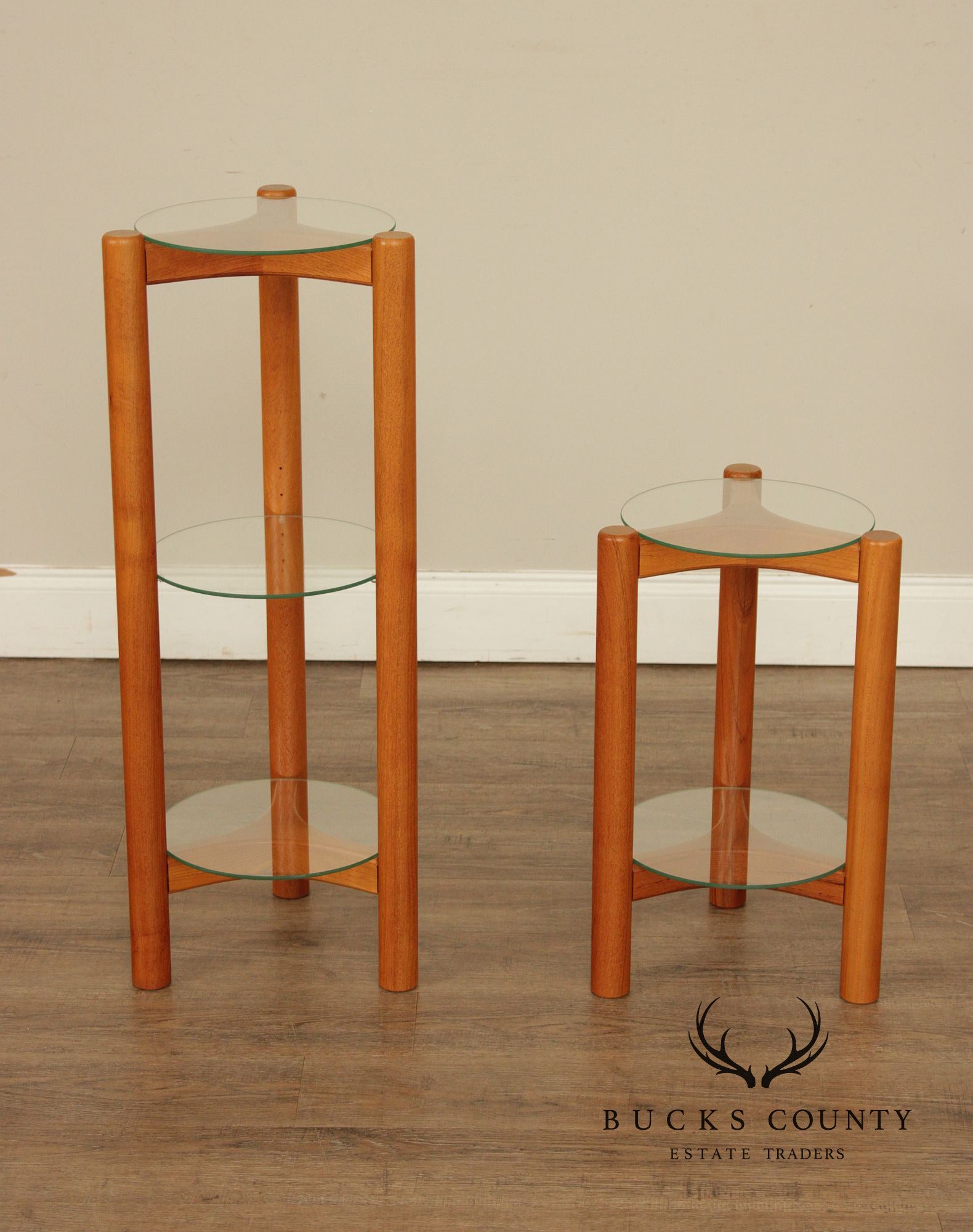 Lysgaard Mobler Danish Modern Pair of Teak Plant Stands