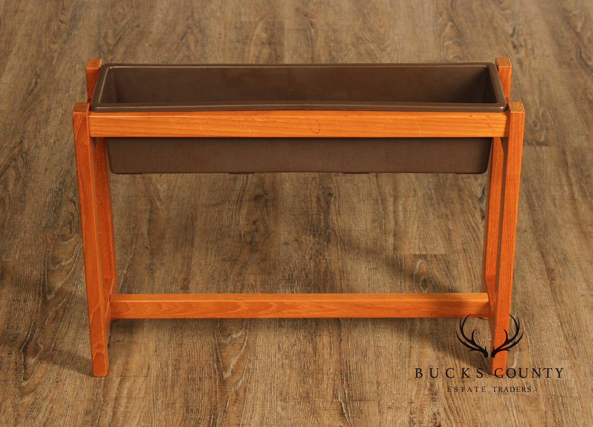 Danish Modern Style Planter in Teak Stand