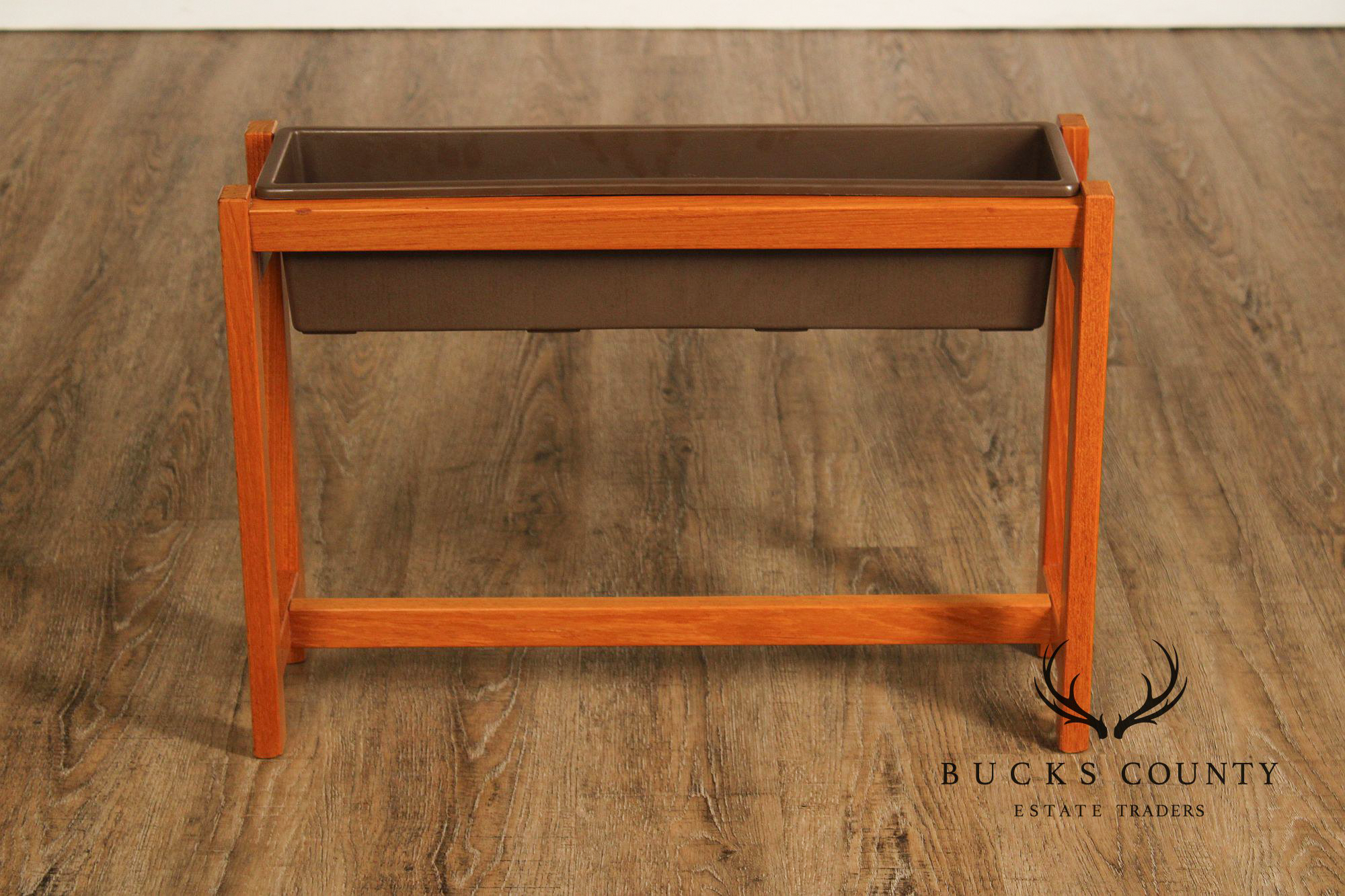 Danish Modern Style Planter in Teak Stand