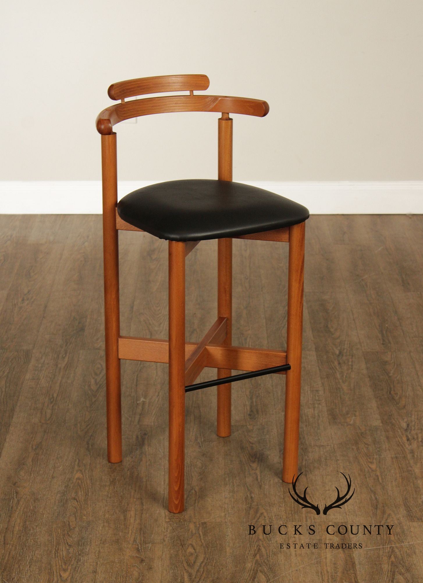 Findahls Møbelfabrik Danish Modern Pair Beech Wood Bar Stools