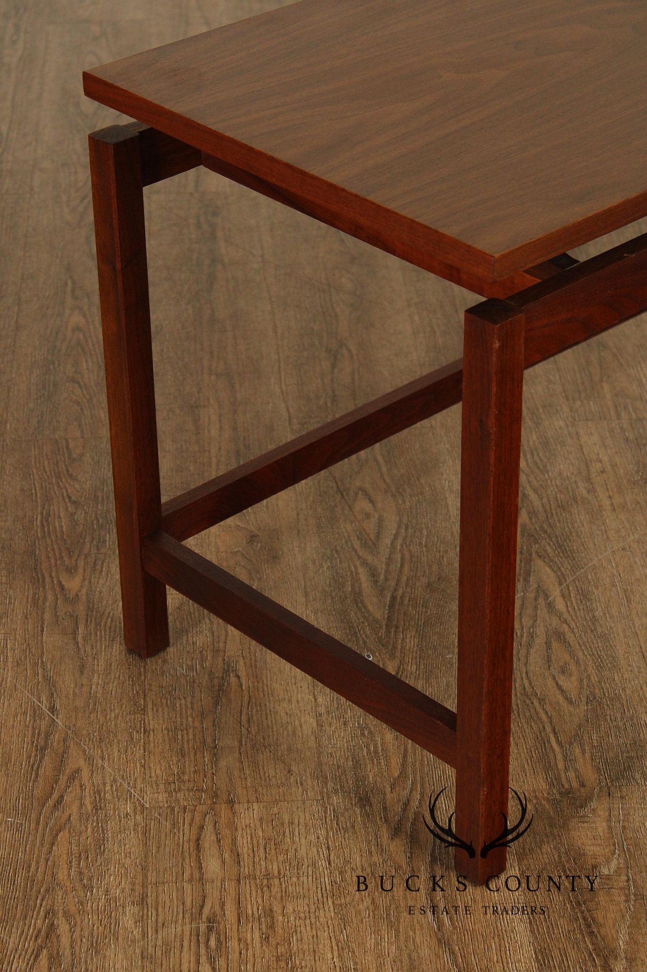 Jens Risom Style Mid Century Modern Walnut Console