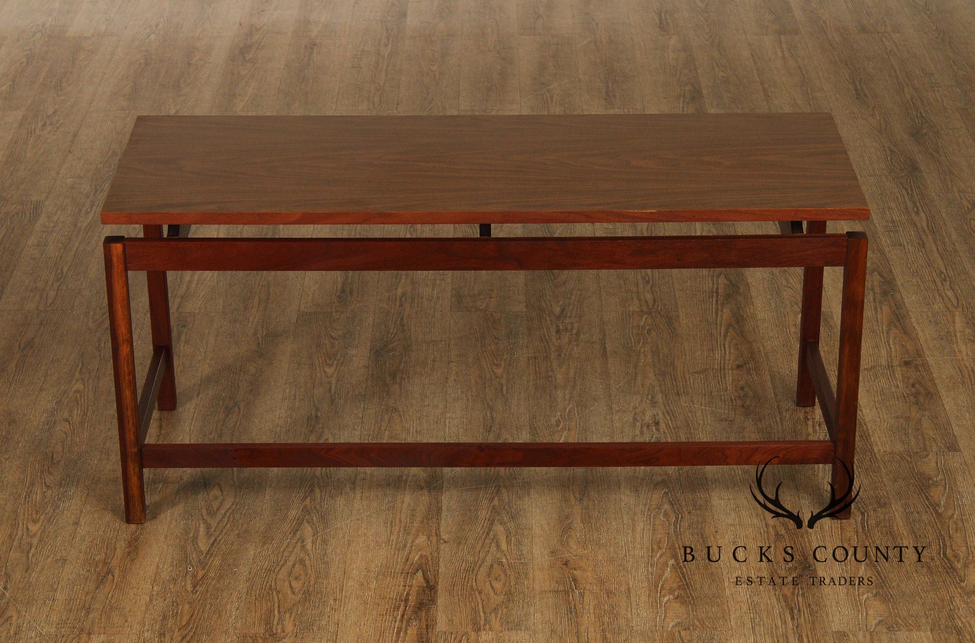 Jens Risom Style Mid Century Modern Walnut Console