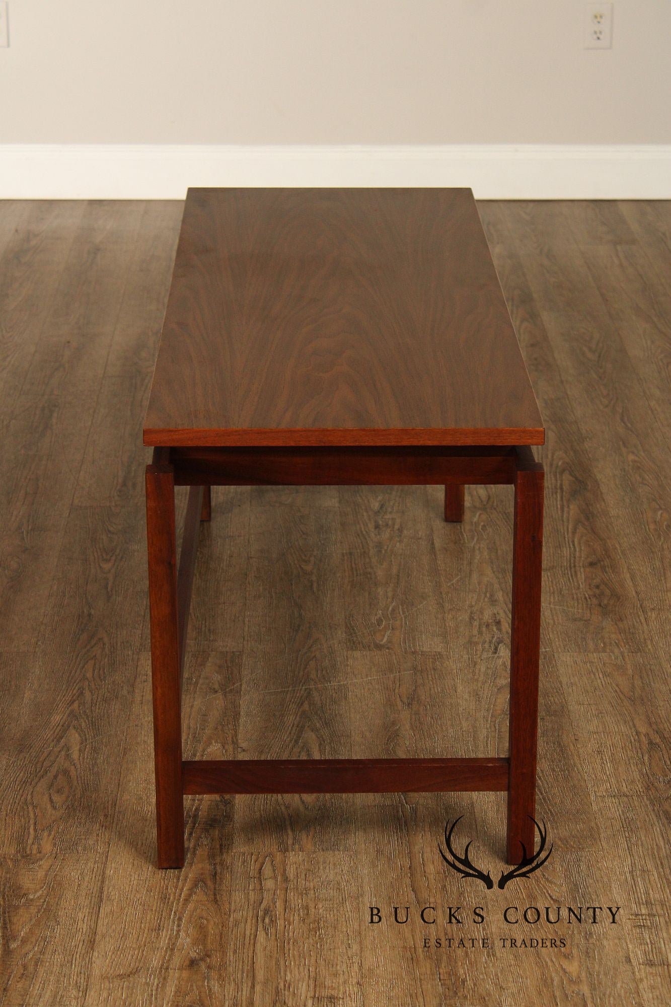 Jens Risom Style Mid Century Modern Walnut Console