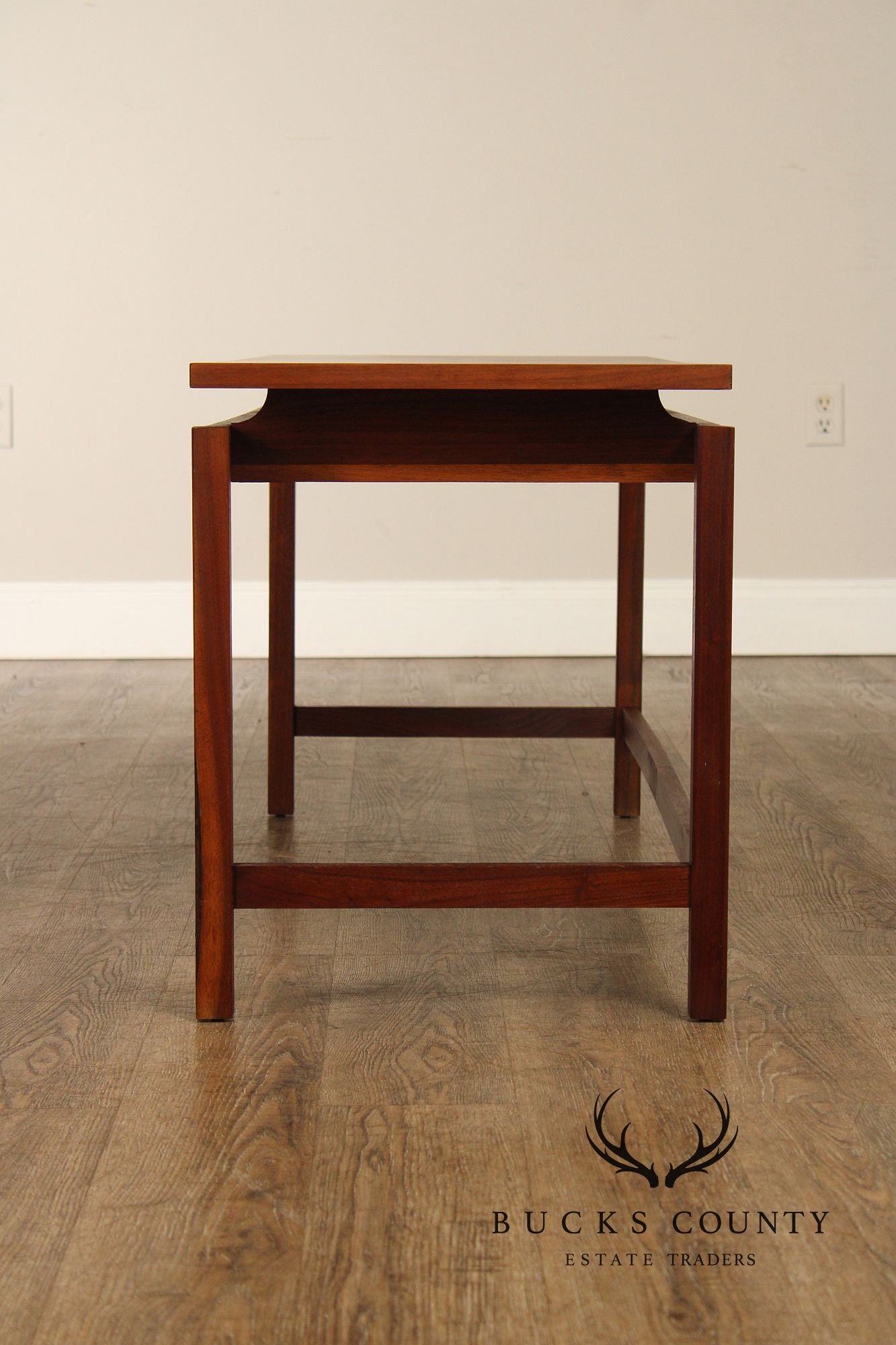 Jens Risom Style Mid Century Modern Walnut Console