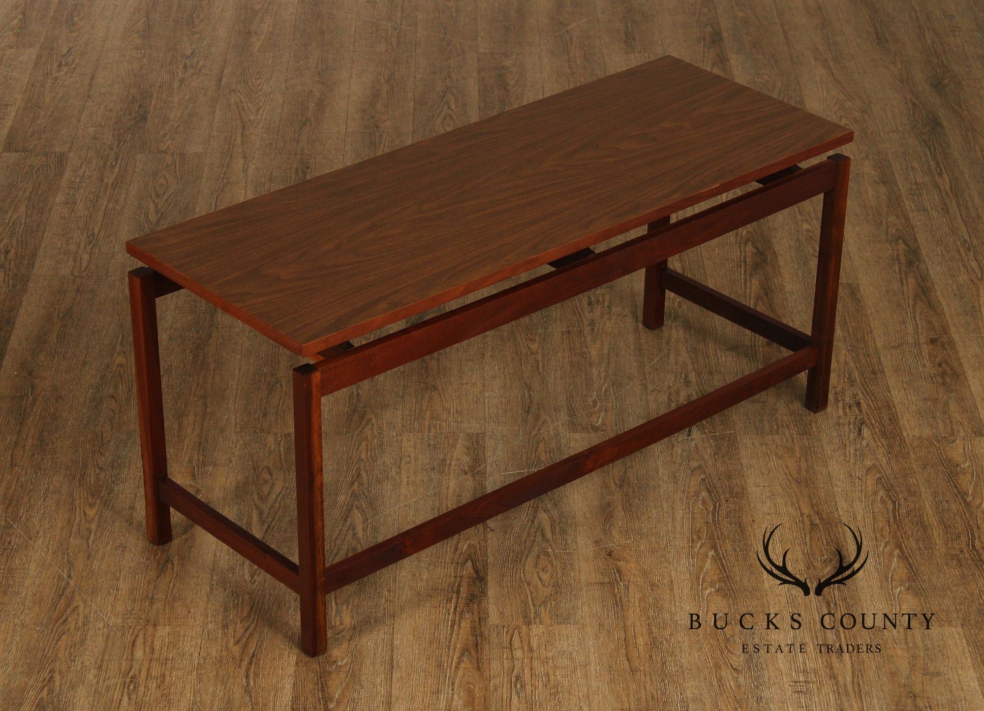 Jens Risom Style Mid Century Modern Walnut Console