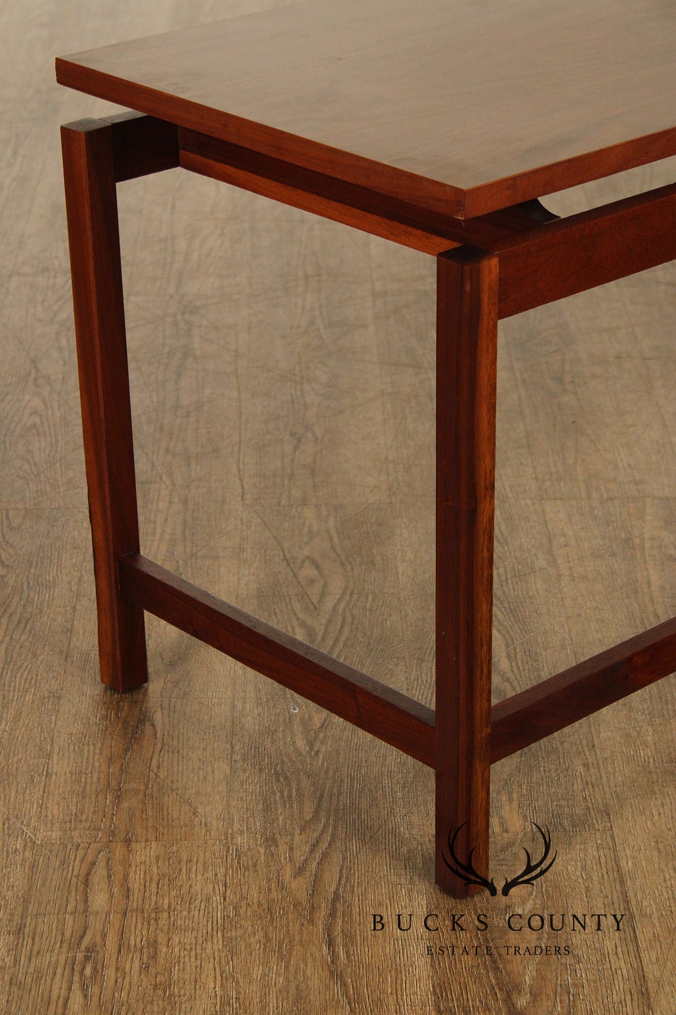Jens Risom Style Mid Century Modern Walnut Console