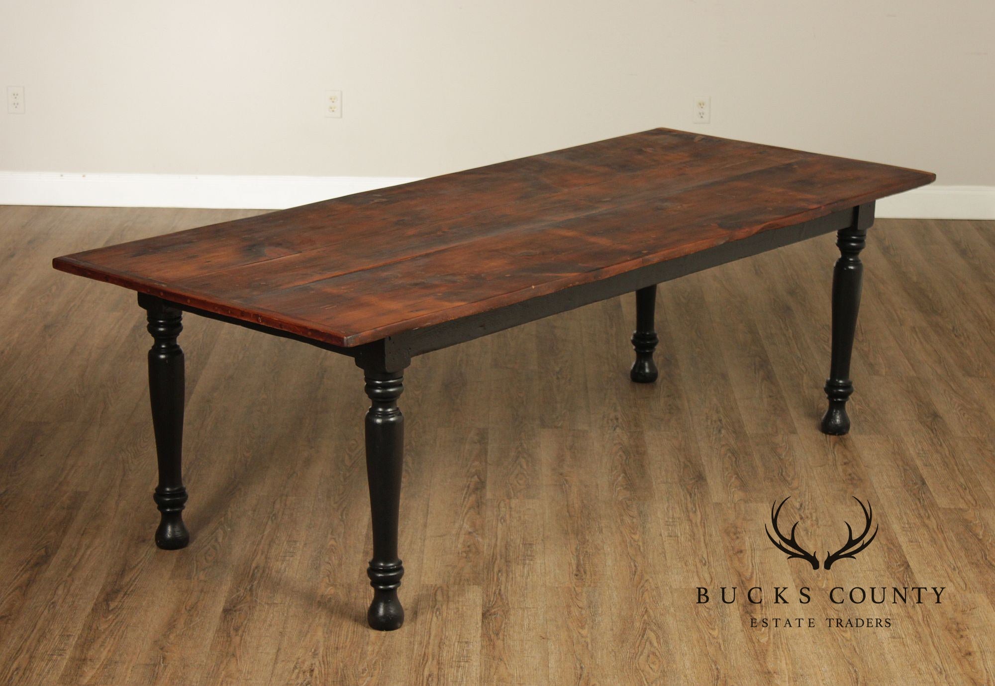 Antique Rustic Pine Farmhouse Dining Table