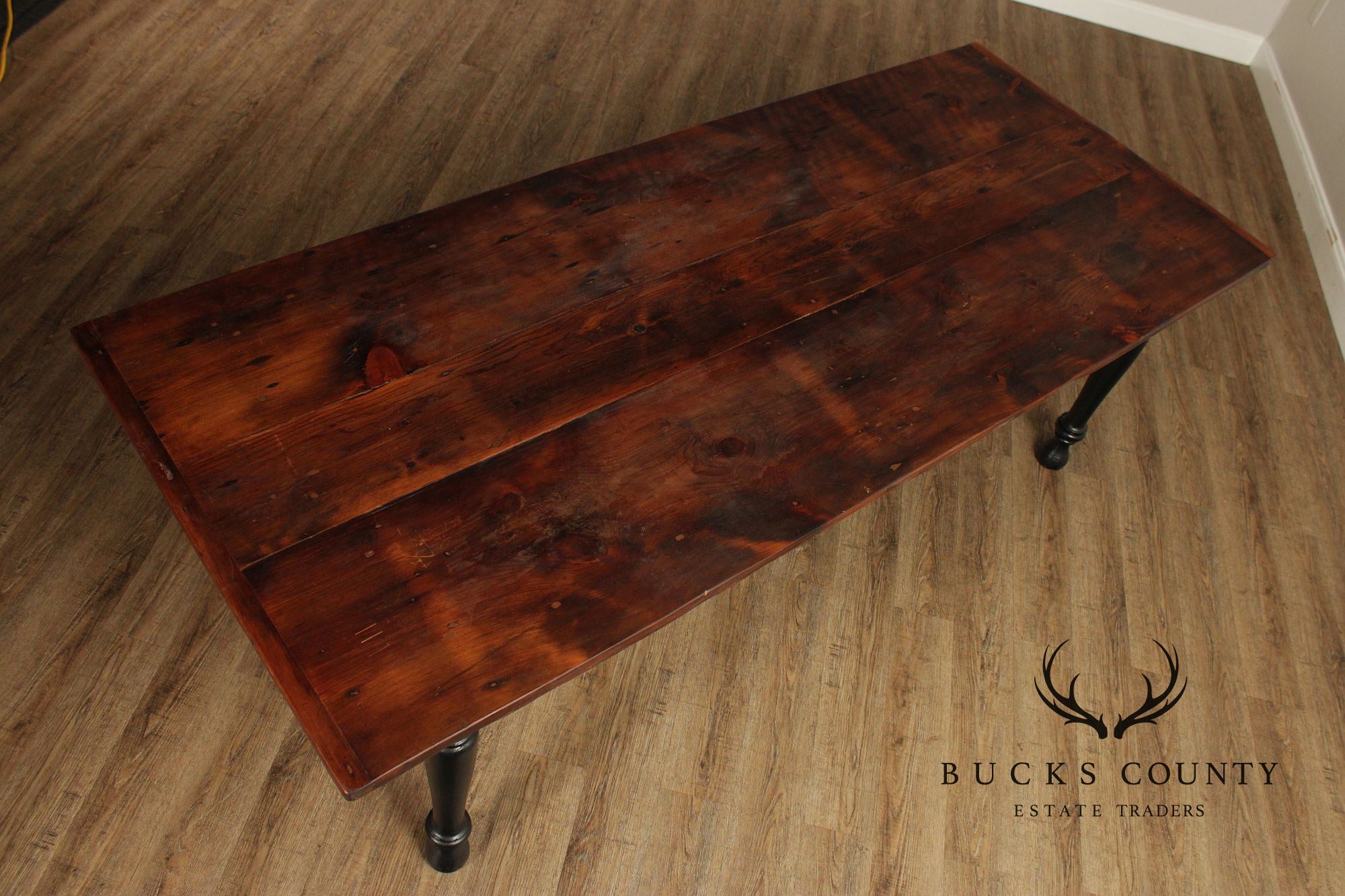 Antique Rustic Pine Farmhouse Dining Table