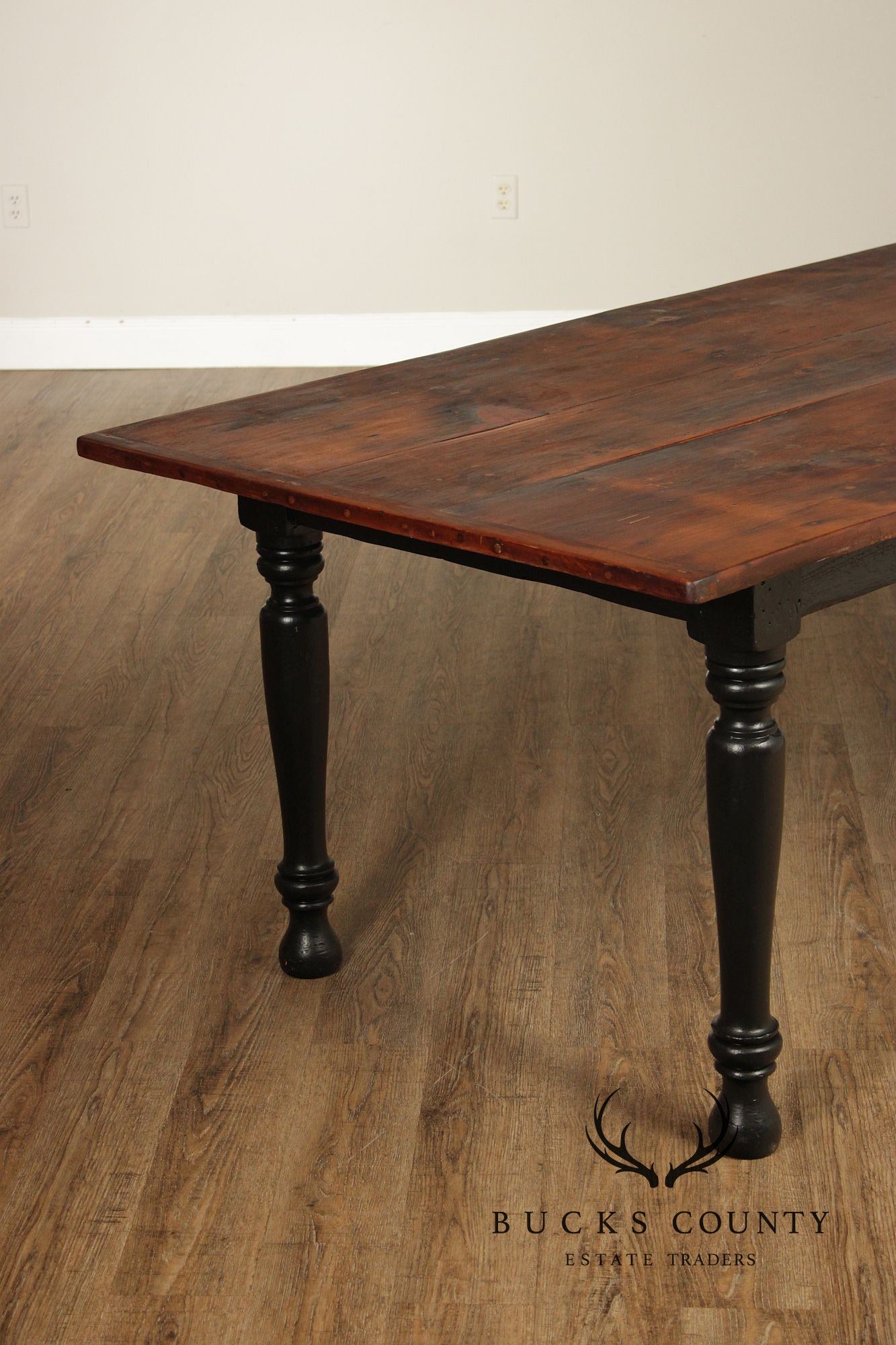 Antique Rustic Pine Farmhouse Dining Table