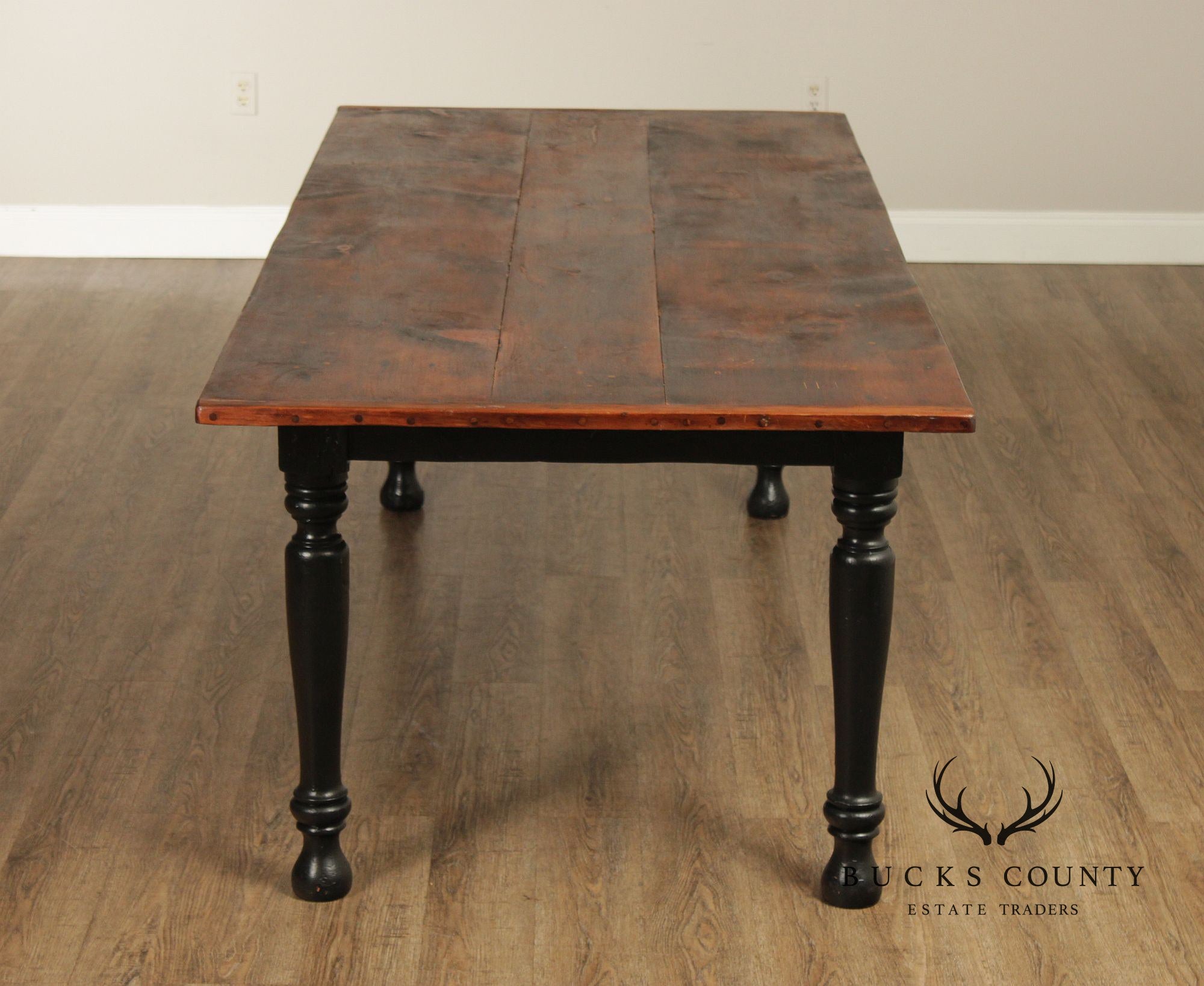 Antique Rustic Pine Farmhouse Dining Table