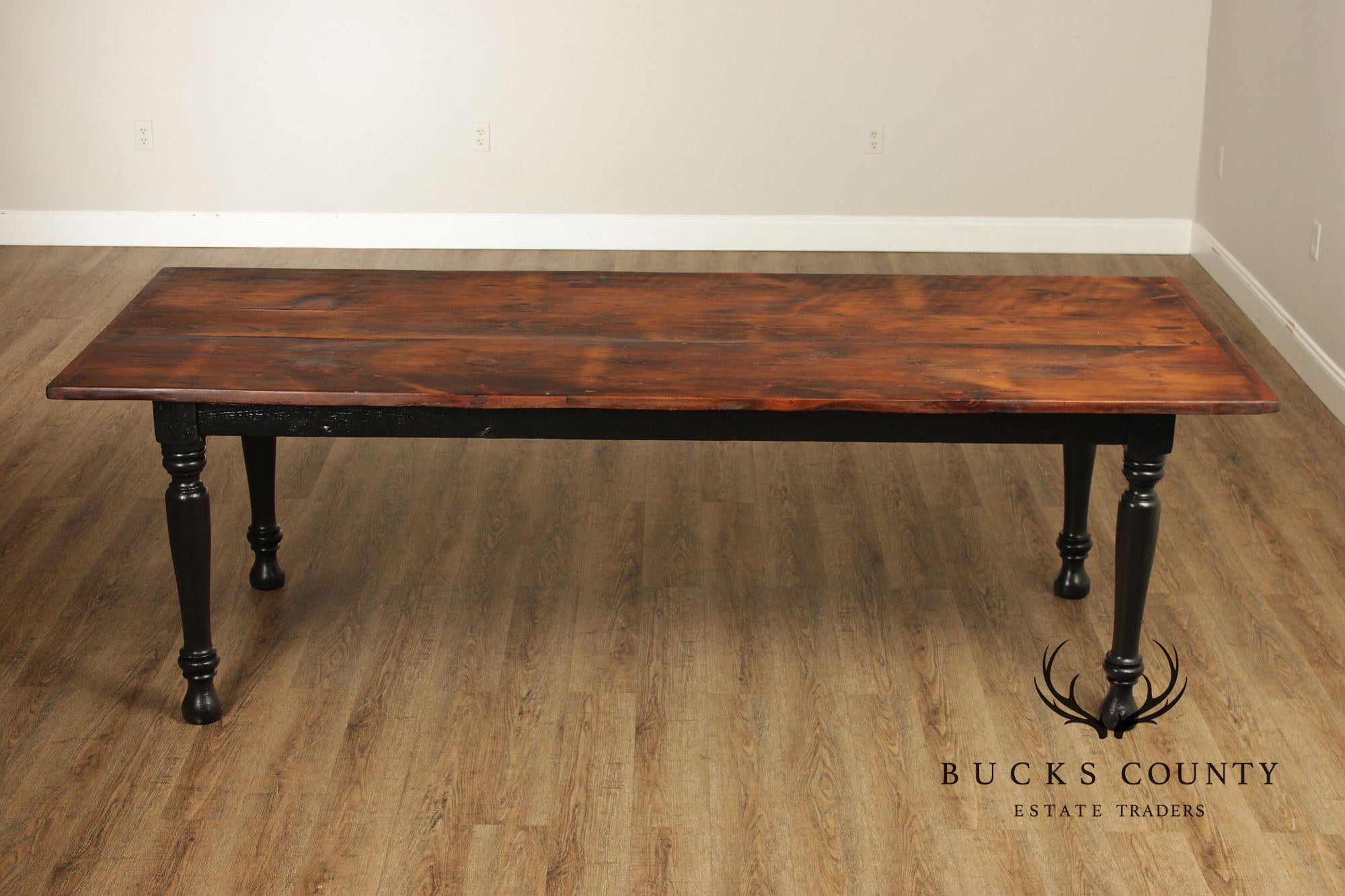 Antique Rustic Pine Farmhouse Dining Table