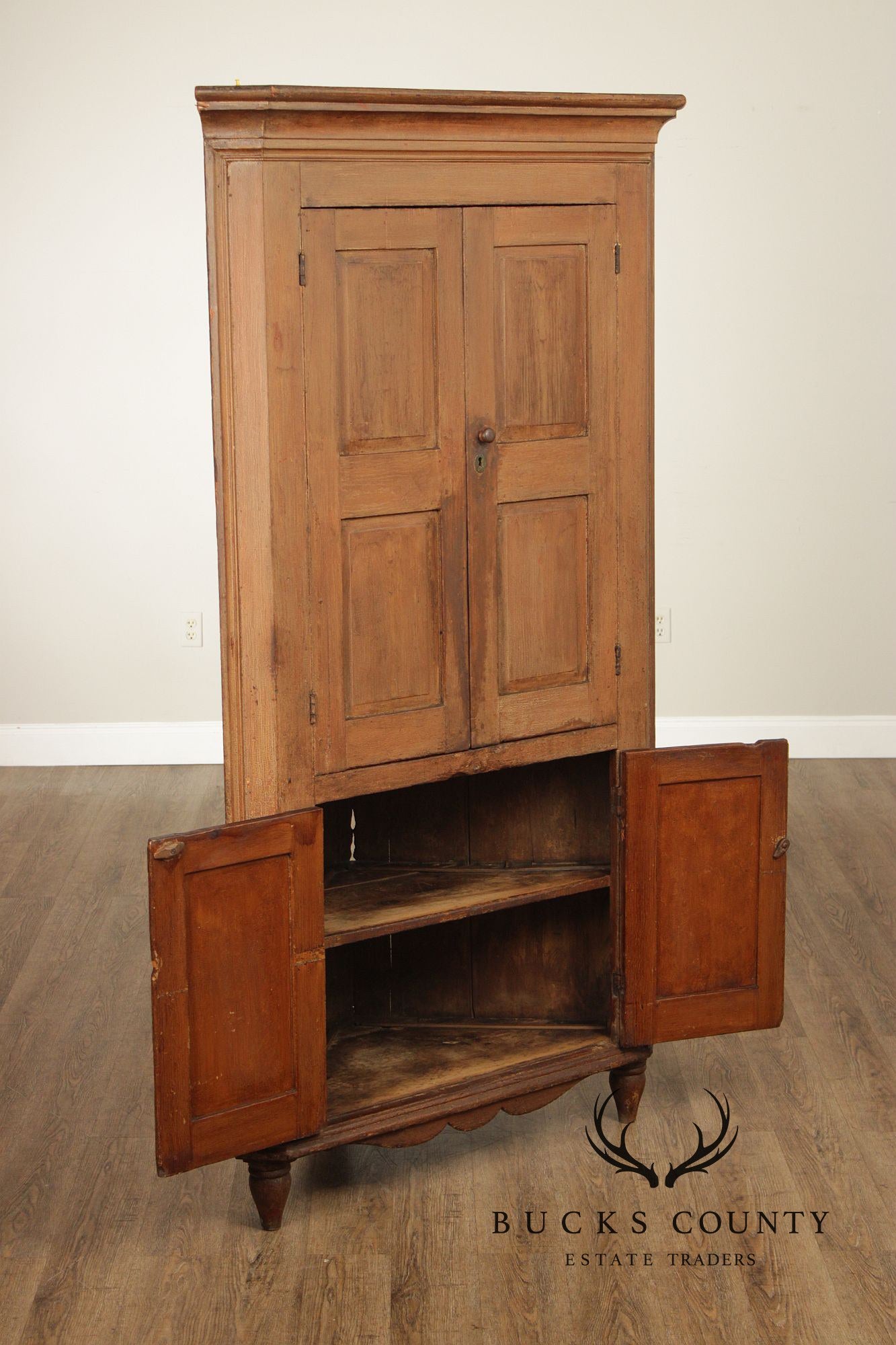 Antique American Primitive Painted Corner Cabinet