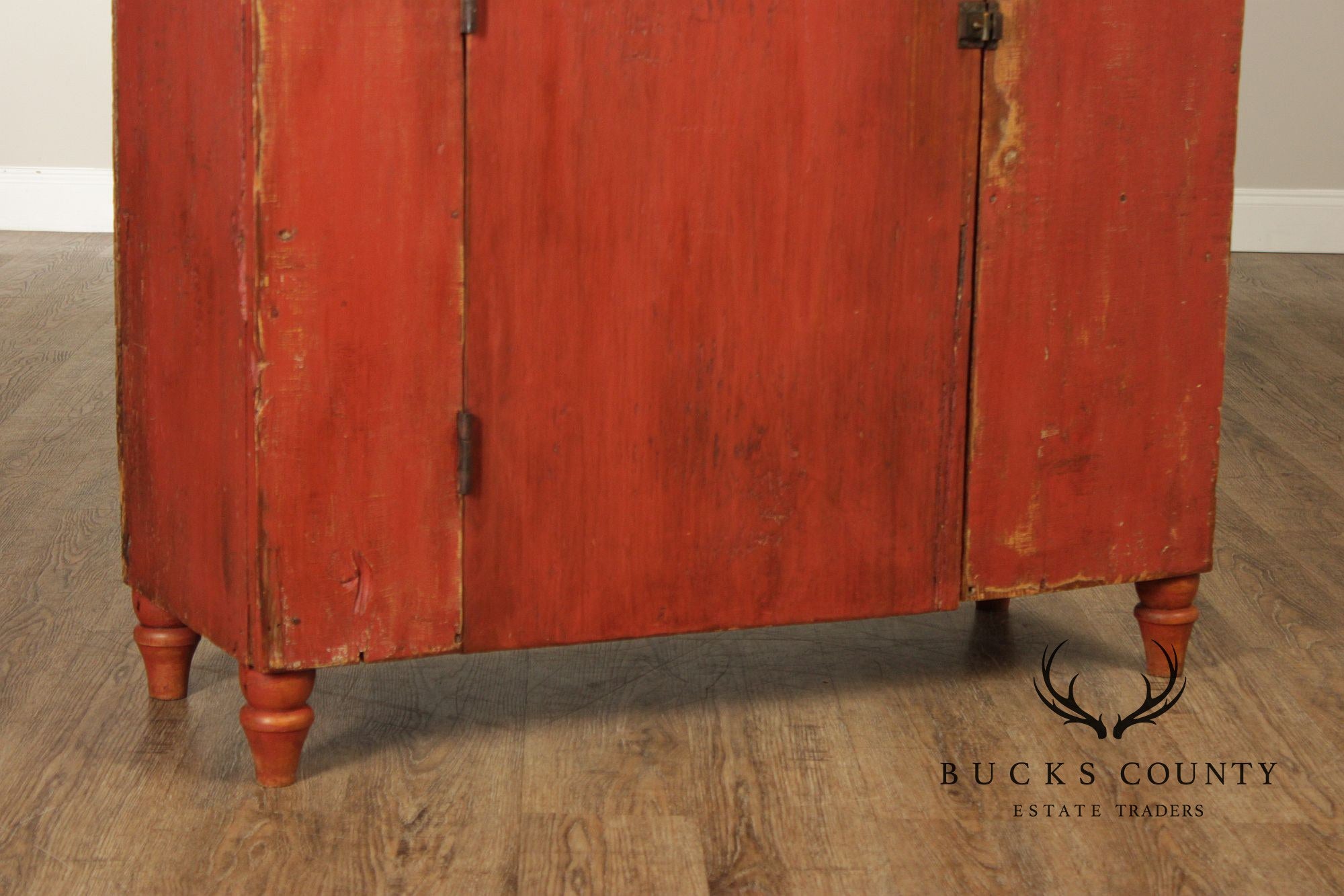 Antique American Primitive Painted Pine Stepback Cupboard