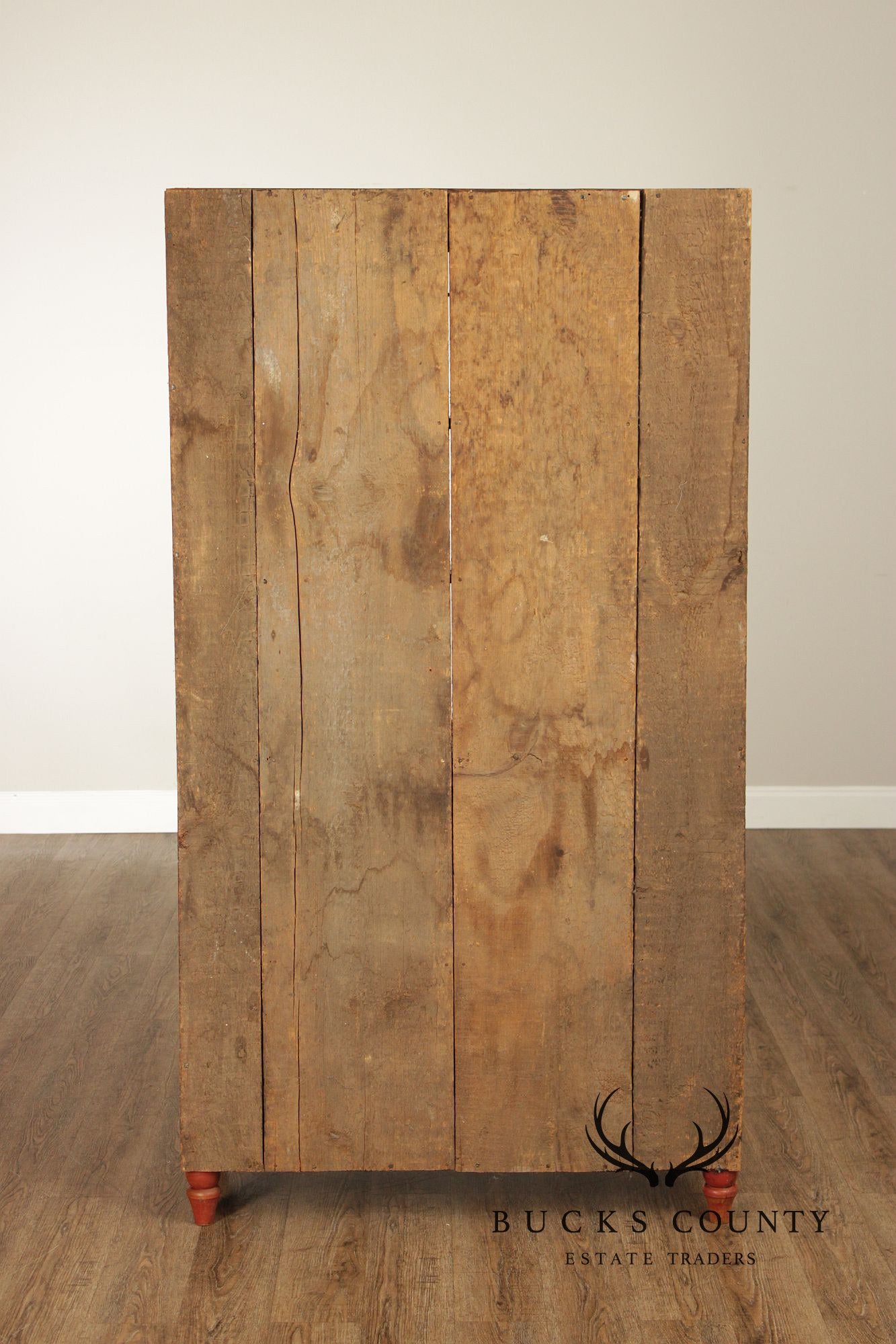Antique American Primitive Painted Pine Stepback Cupboard