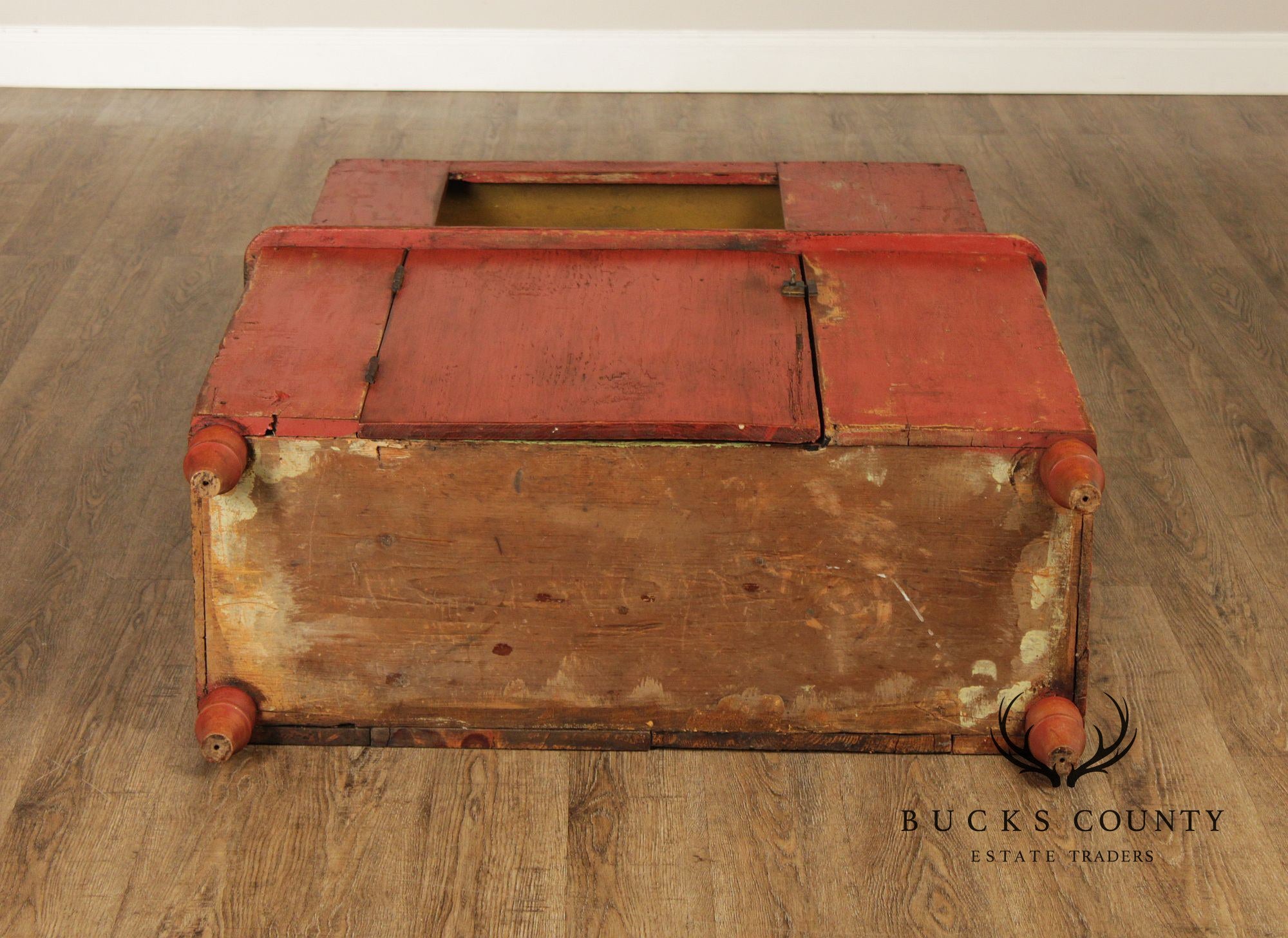 Antique American Primitive Painted Pine Stepback Cupboard