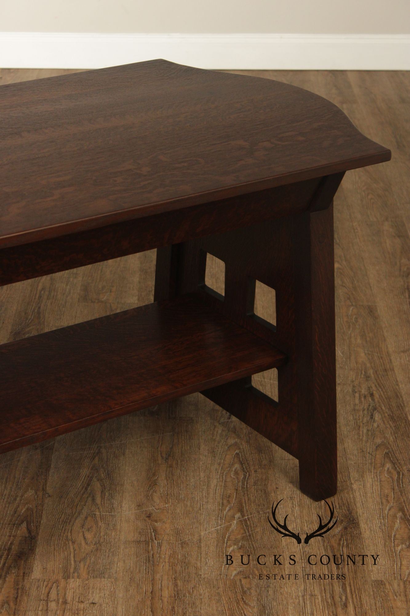 Limbert Antique Arts & Crafts Oak Turtle Top Library Table Writing Desk