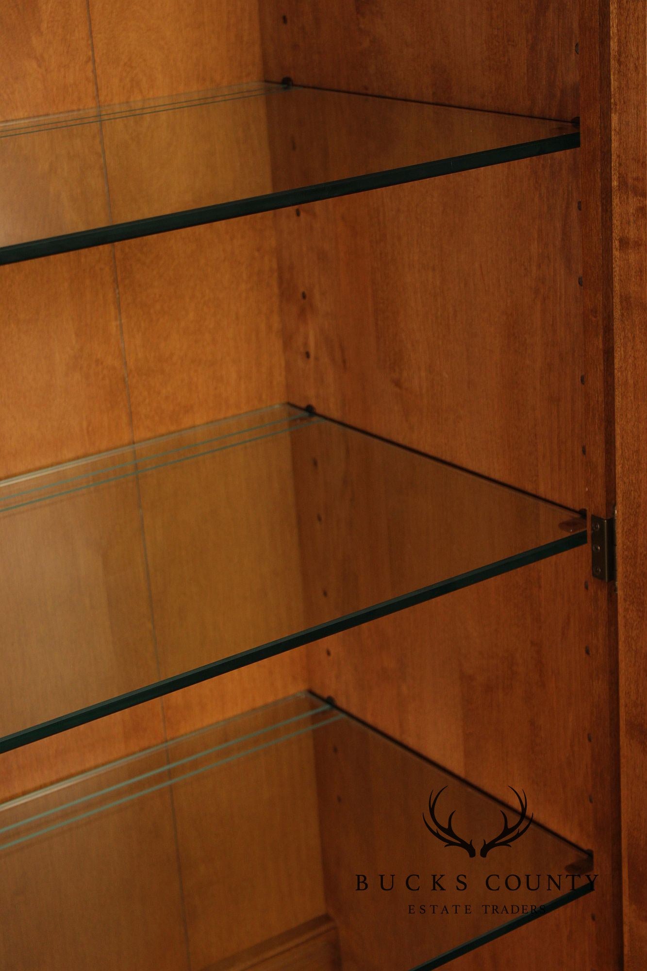 Ethan Allen 1776 Collection Pair Maple Display Bookcase Cabinets
