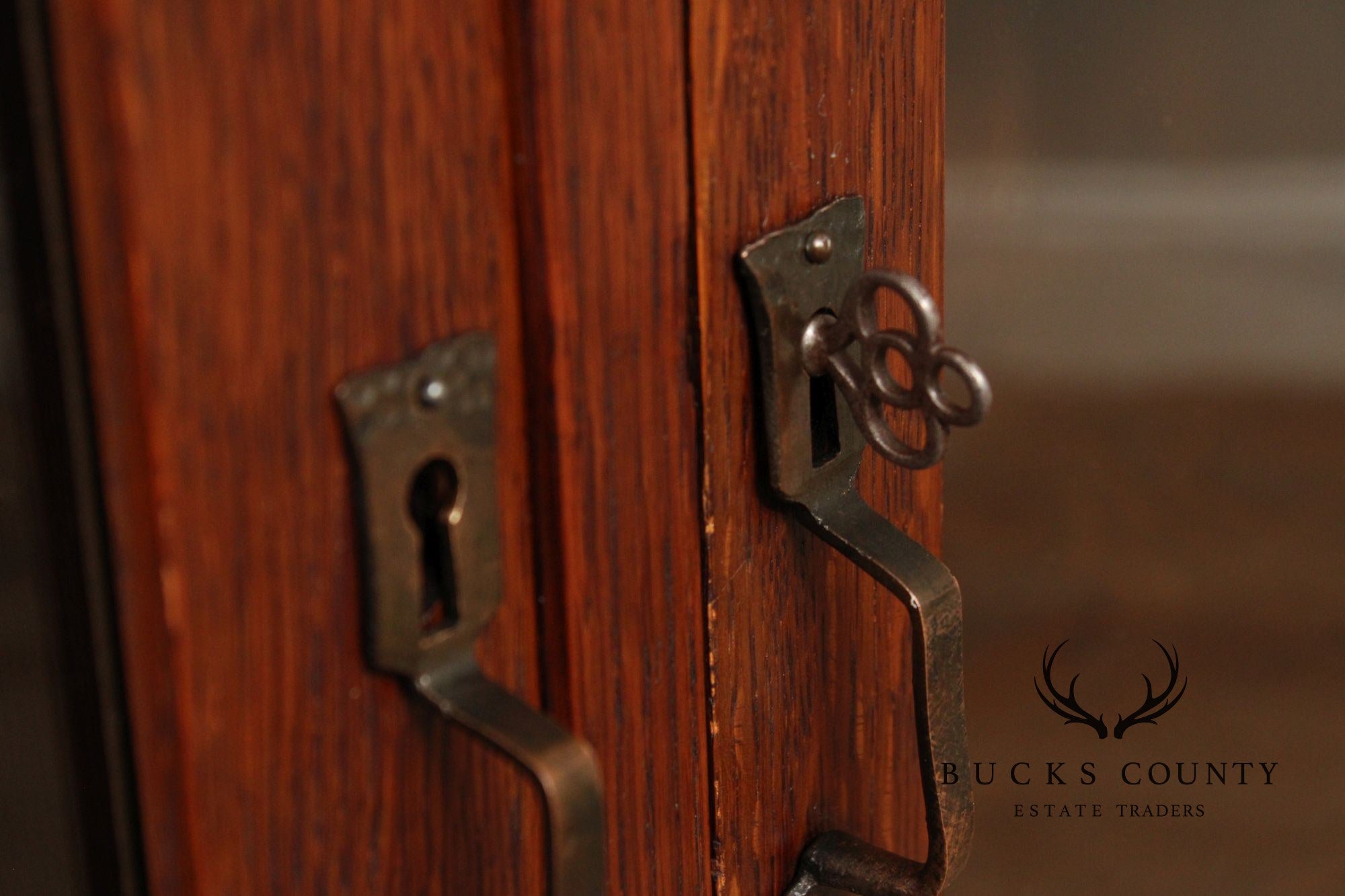 Antique Mission Oak Two-Door Bookcase