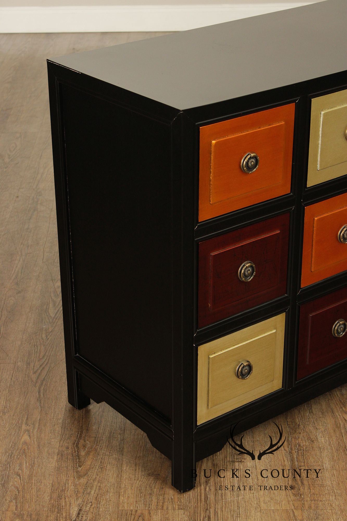 Contemporary Style Multi-Color Painted Nine Drawer Chest