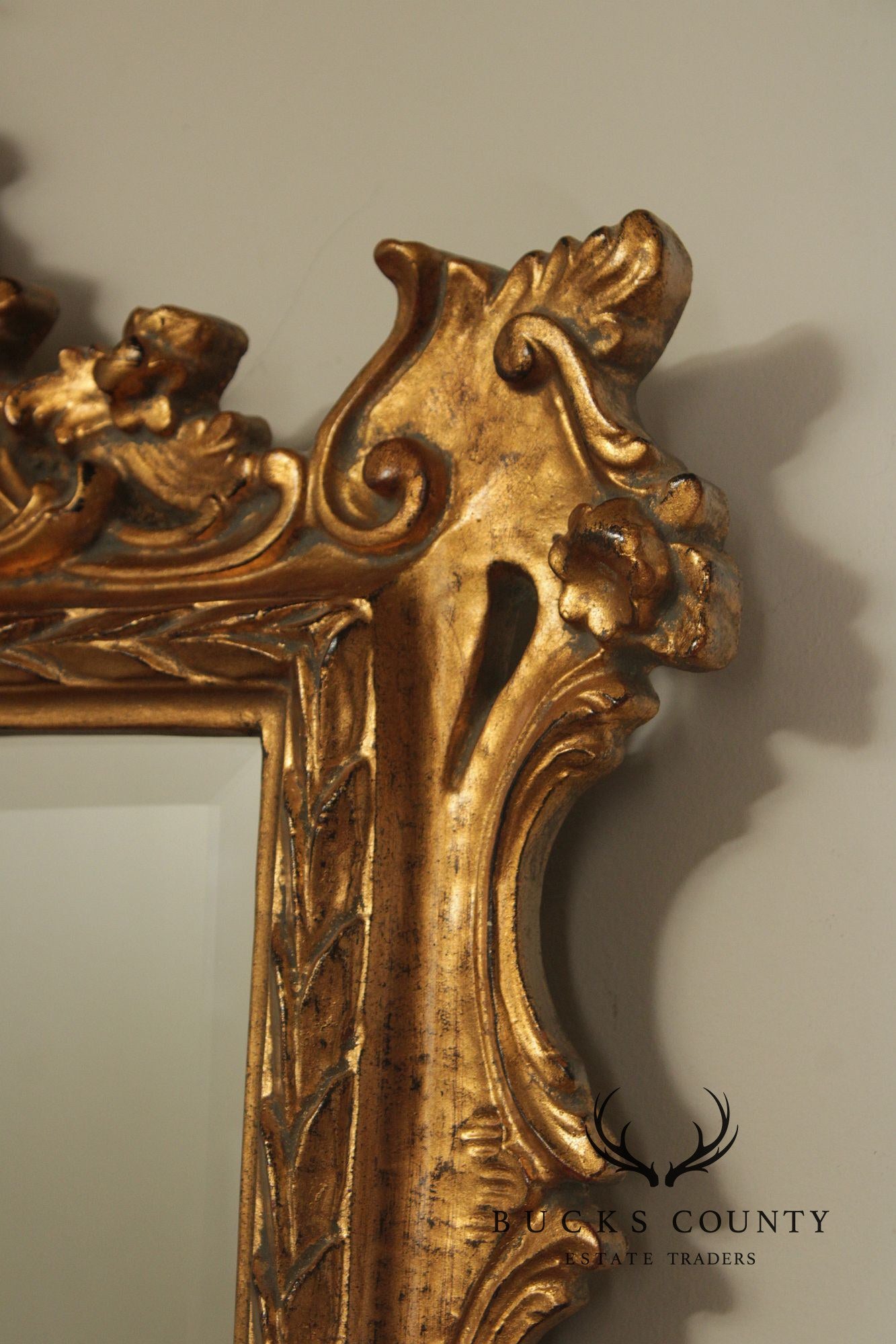 Rococo Style Gilt Frame Beveled Wall Mirror