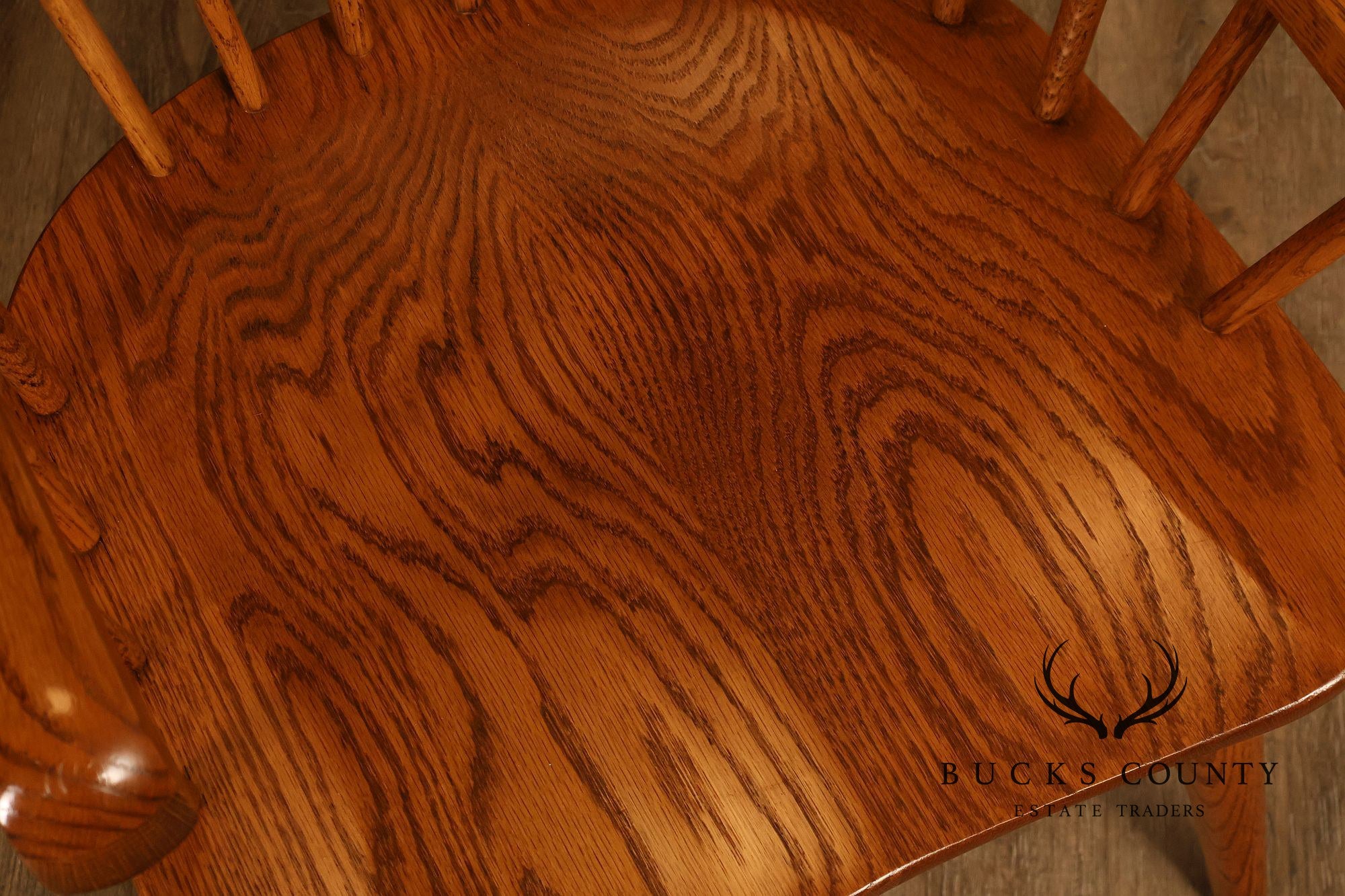 Richardson Brothers Colonial Windsor Style Set Of Seven Oak Dining Chairs