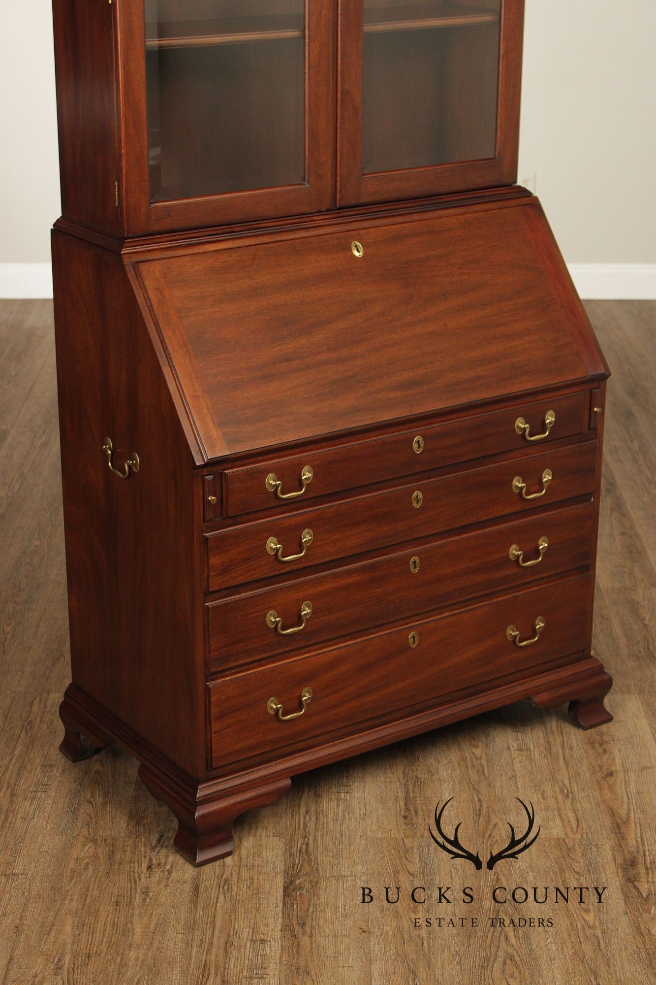 Henkel Harris Mahogany Chippendale Style Secretary Bookcase