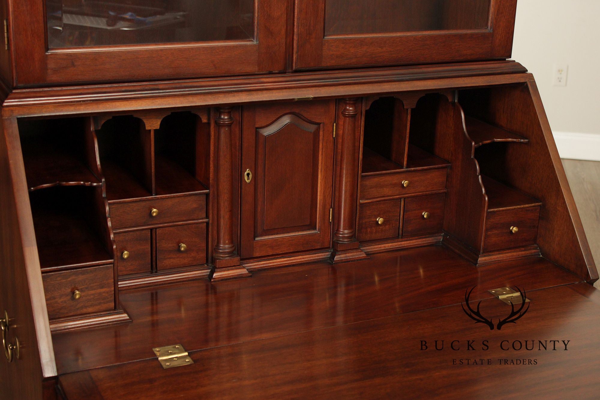 Henkel Harris Mahogany Chippendale Style Secretary Bookcase