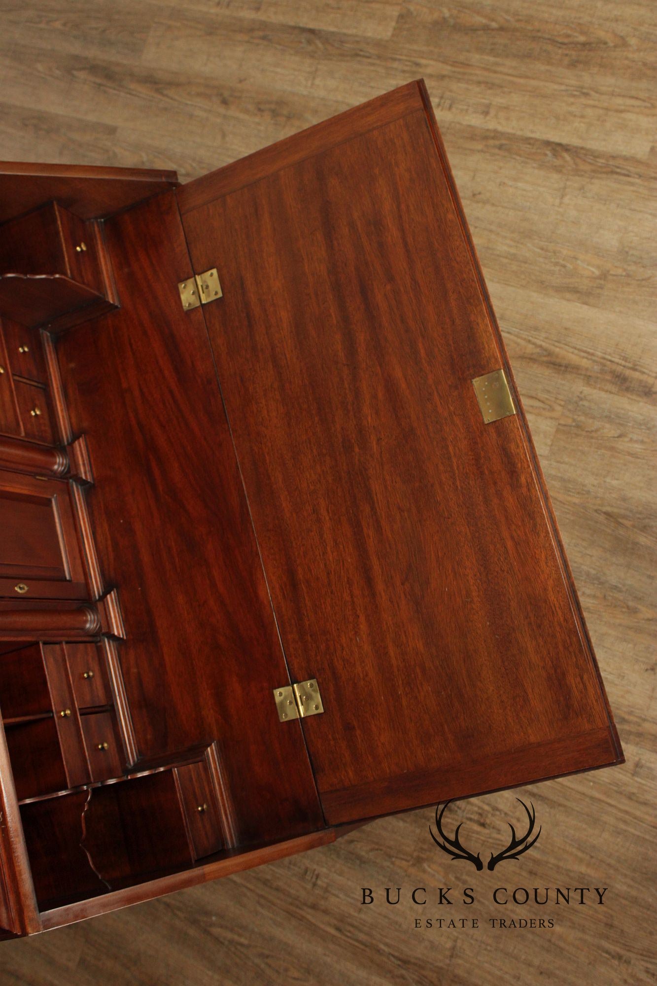 Henkel Harris Mahogany Chippendale Style Secretary Bookcase