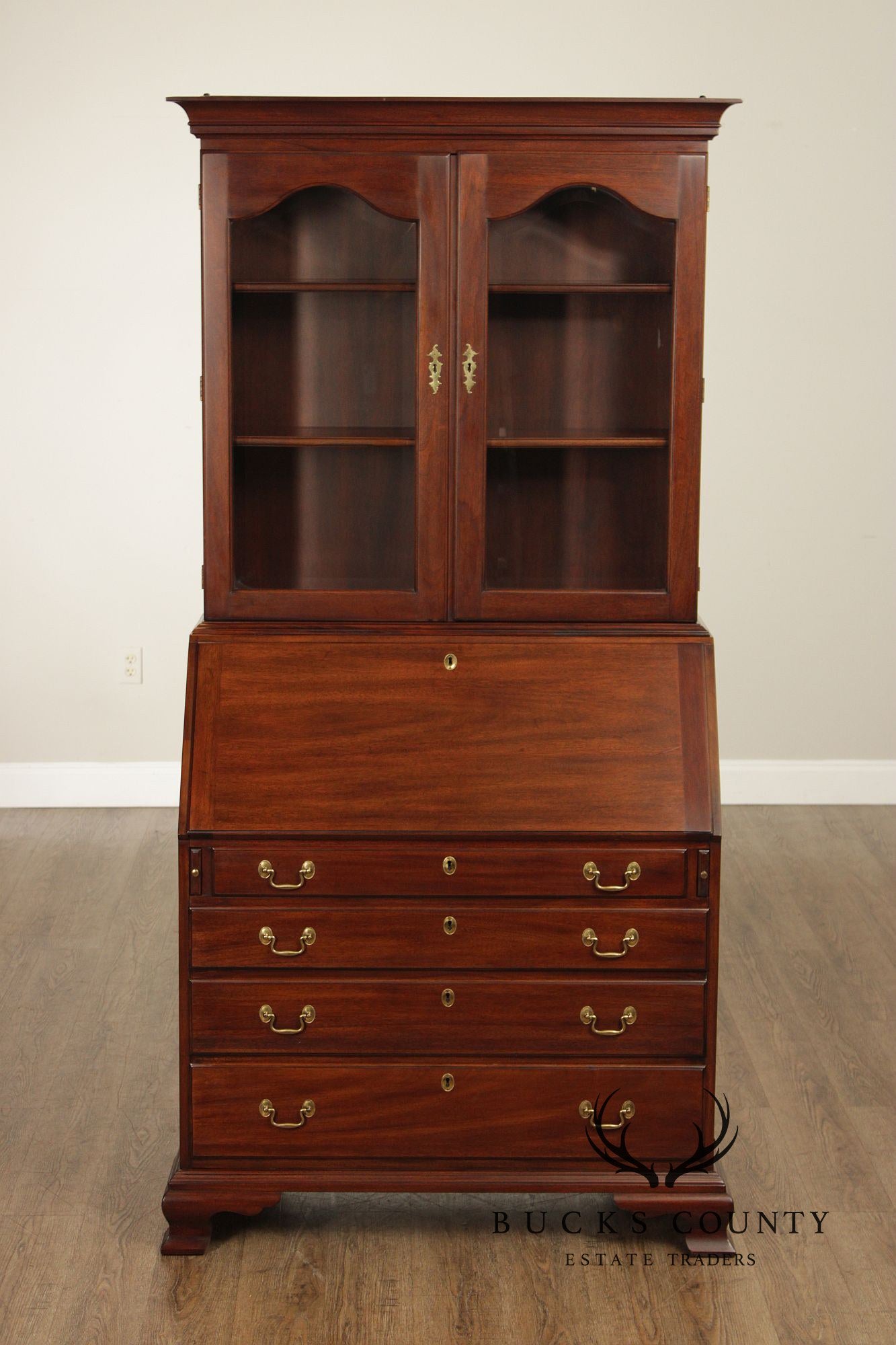 Henkel Harris Mahogany Chippendale Style Secretary Bookcase