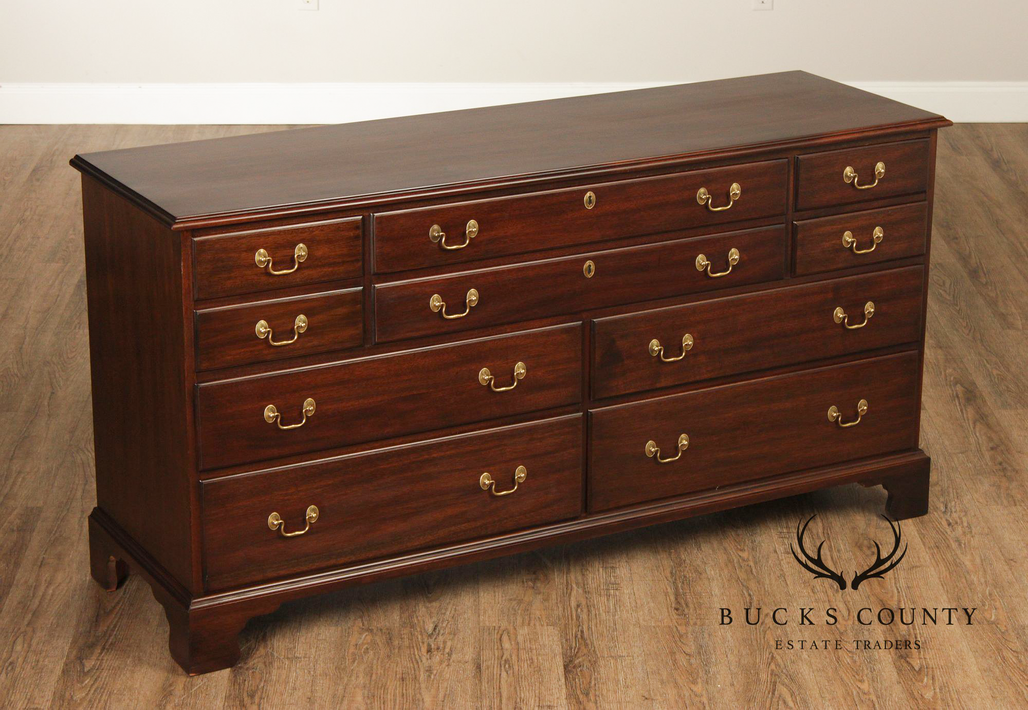 Henkel Harris Mahogany Chippendale Style 10 Drawer Dresser