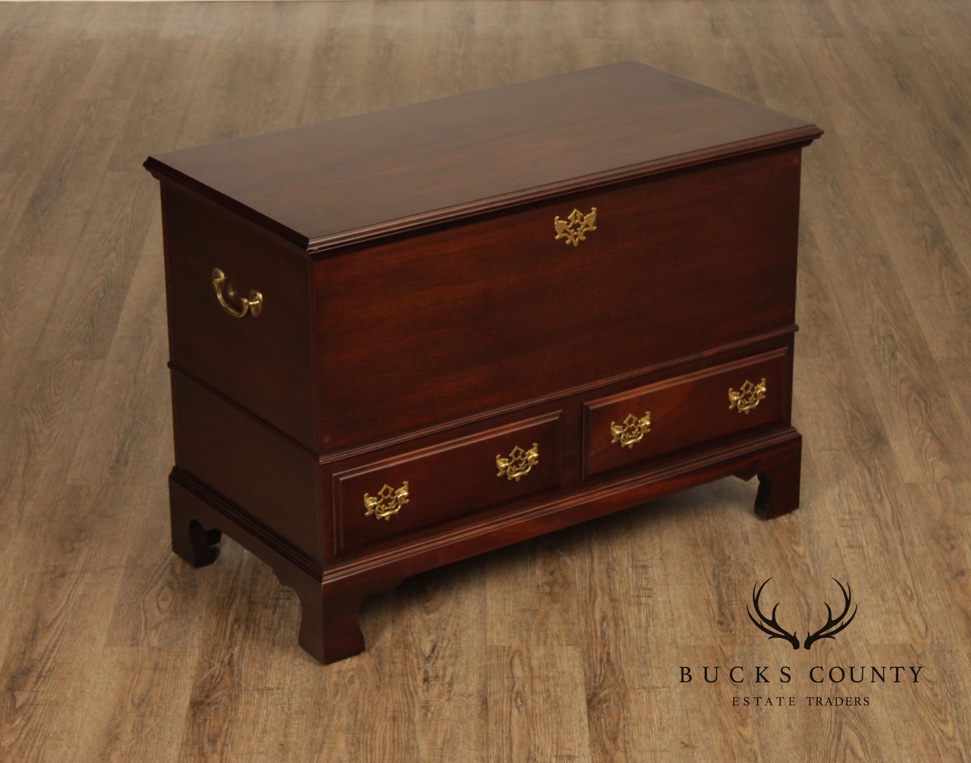 Mahogany Chippendale Style Cedar Lined Blanket Chest With Drawers