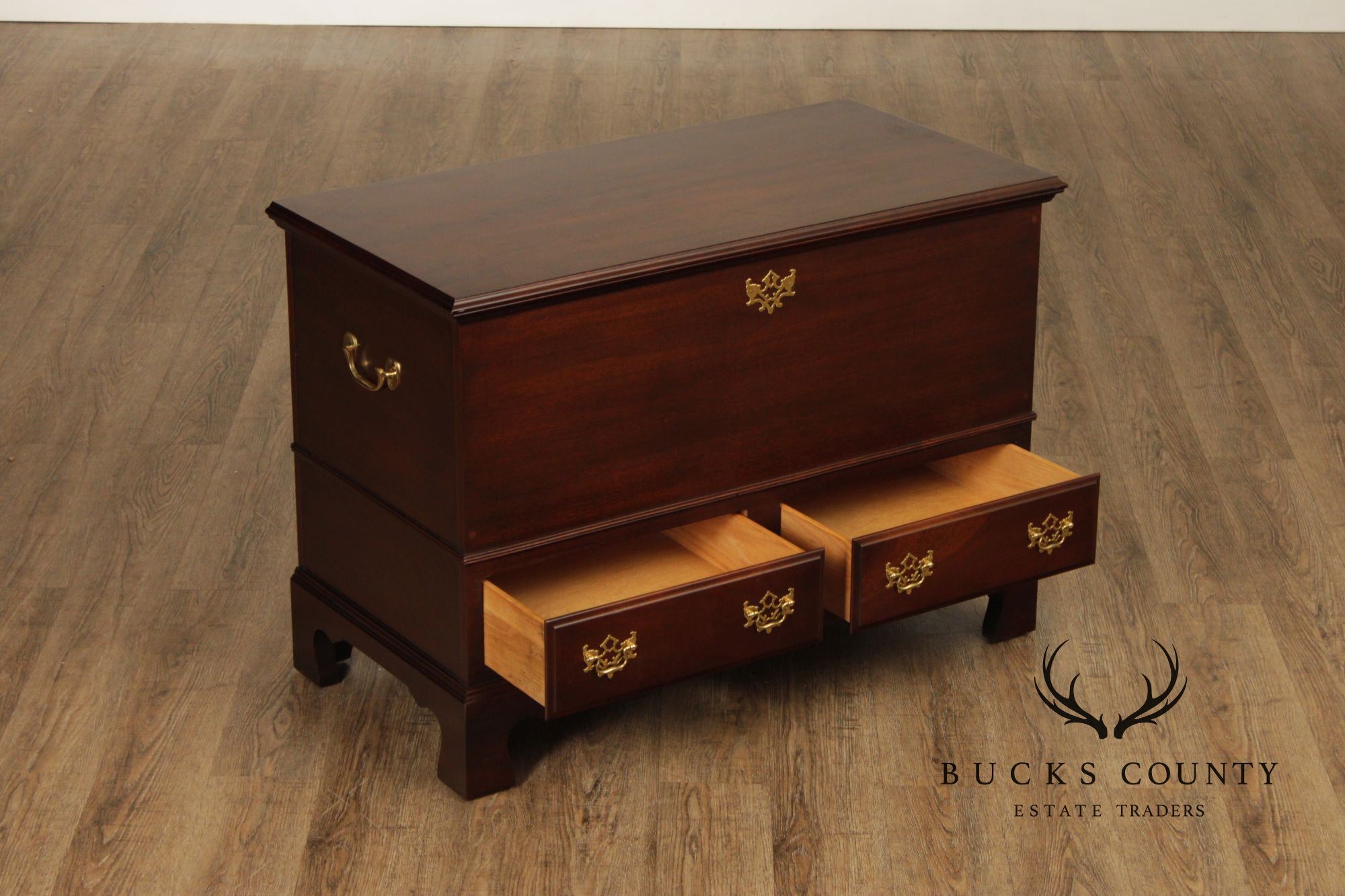Mahogany Chippendale Style Cedar Lined Blanket Chest With Drawers