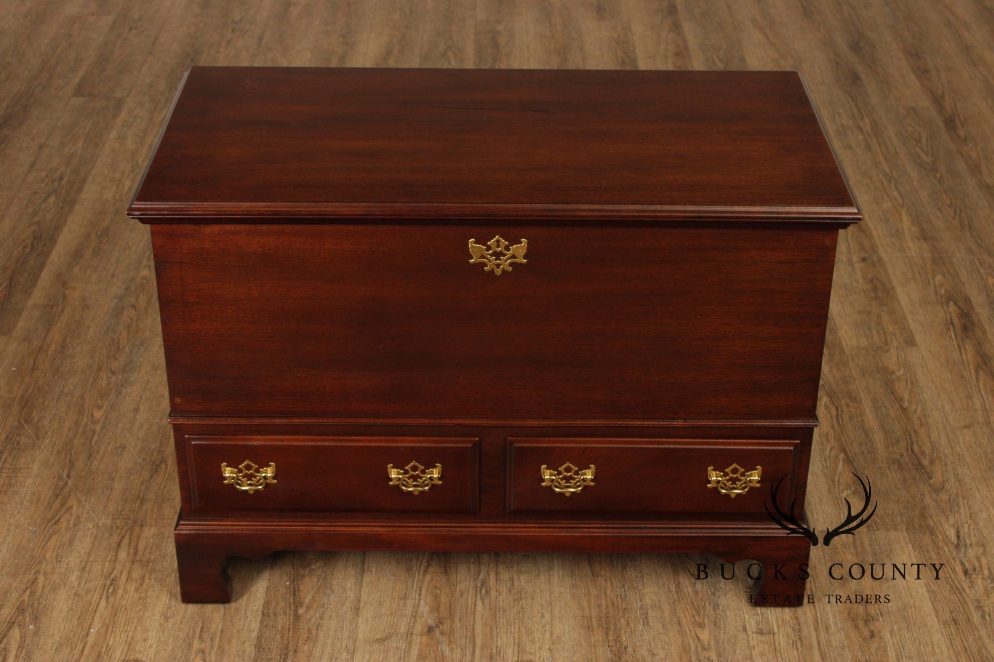 Mahogany Chippendale Style Cedar Lined Blanket Chest With Drawers