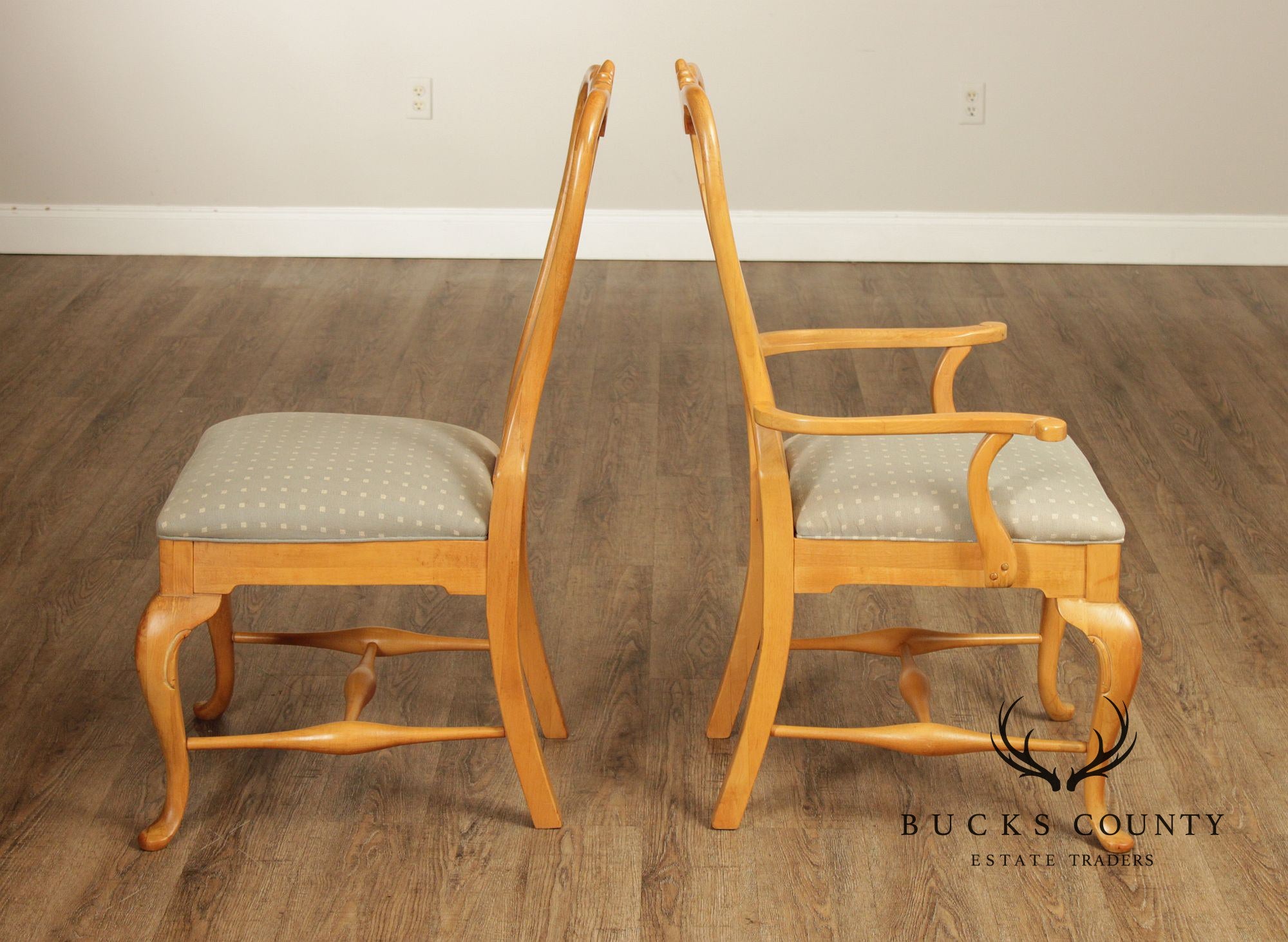 Thomasville Queen Anne Style Set Of 6 Light Pine Dining Chairs