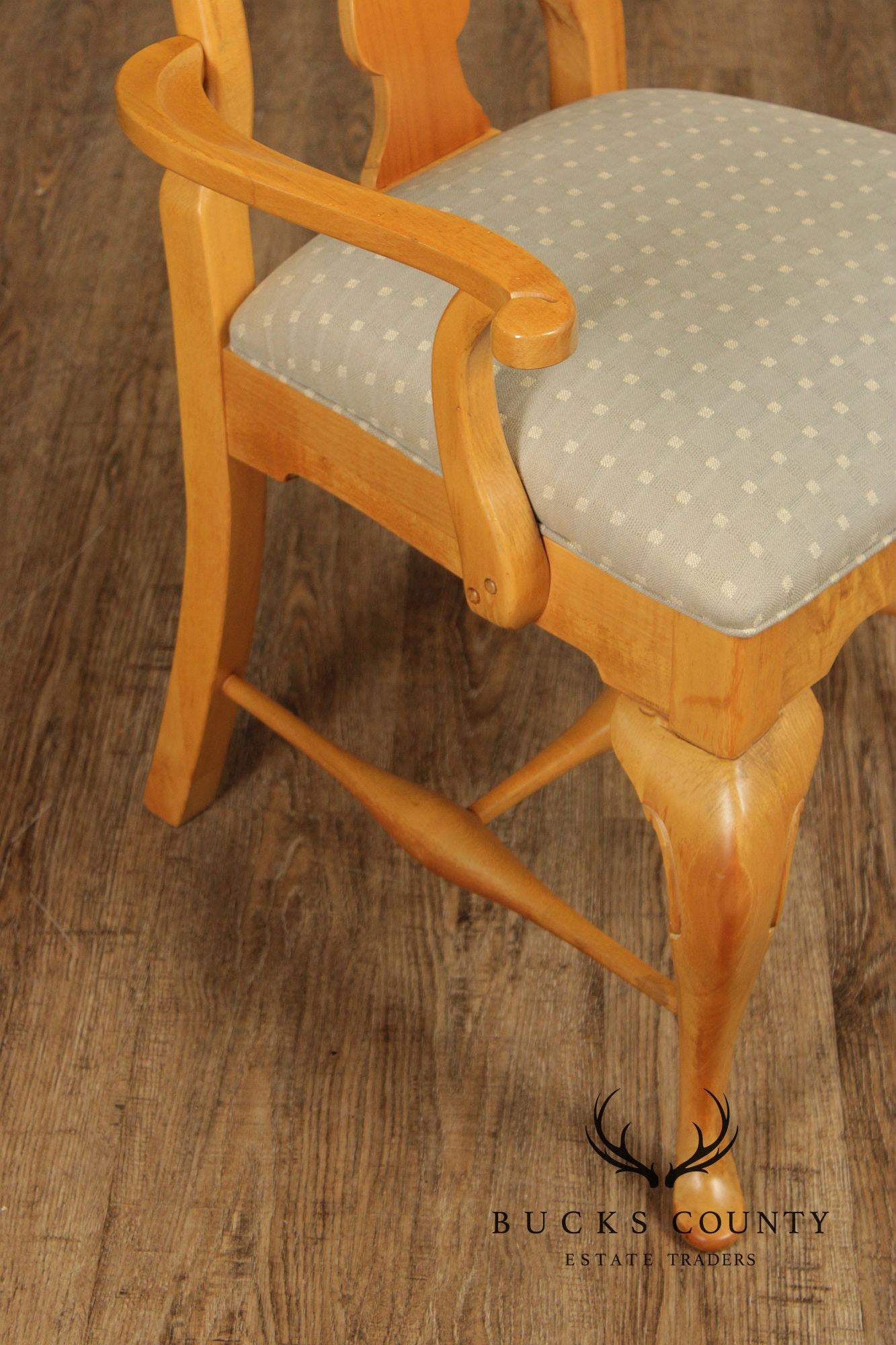 Thomasville Queen Anne Style Set Of 6 Light Pine Dining Chairs