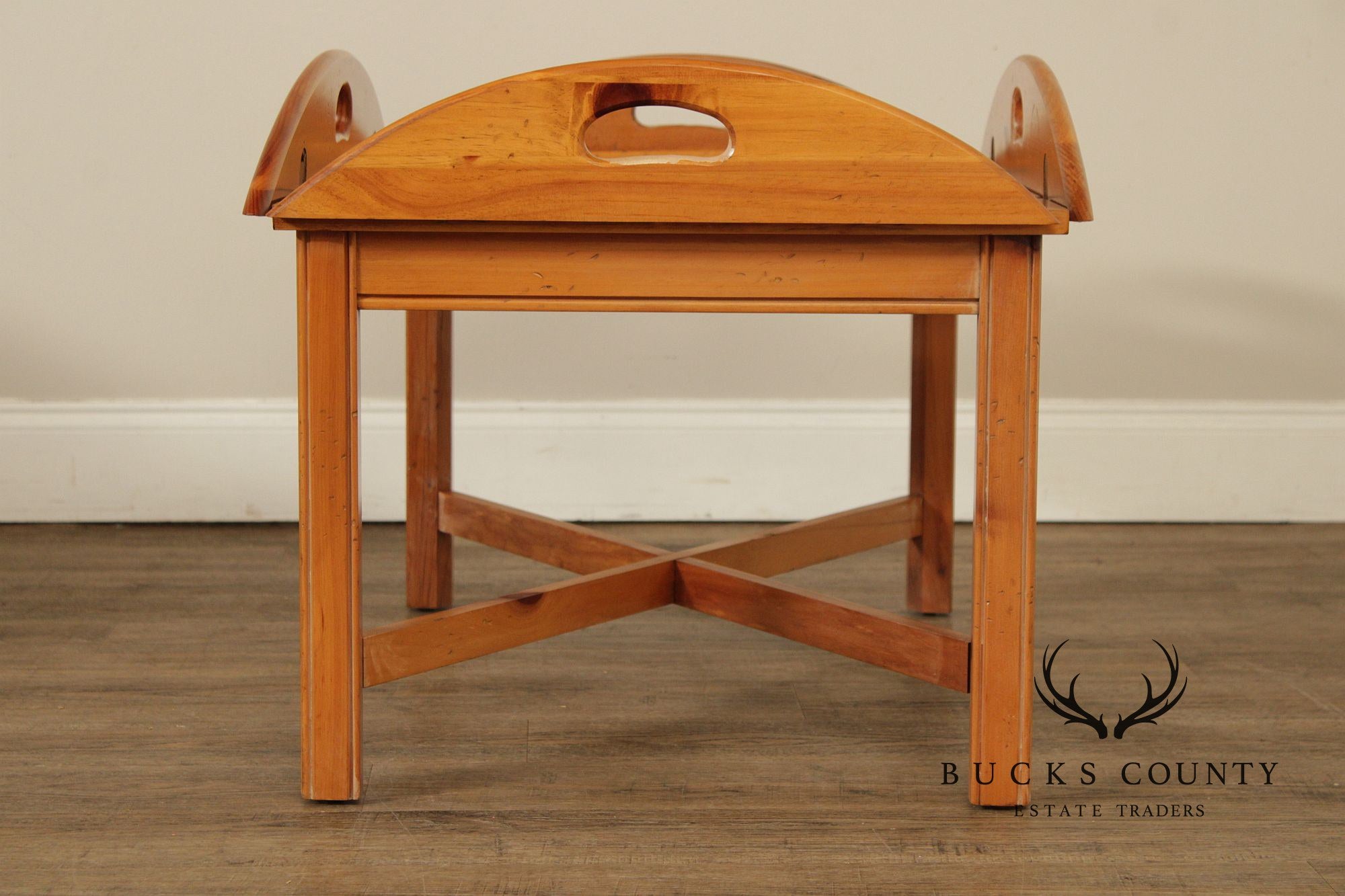 Thomasville Pine Butler’s Tray Coffee Table with Glass Top
