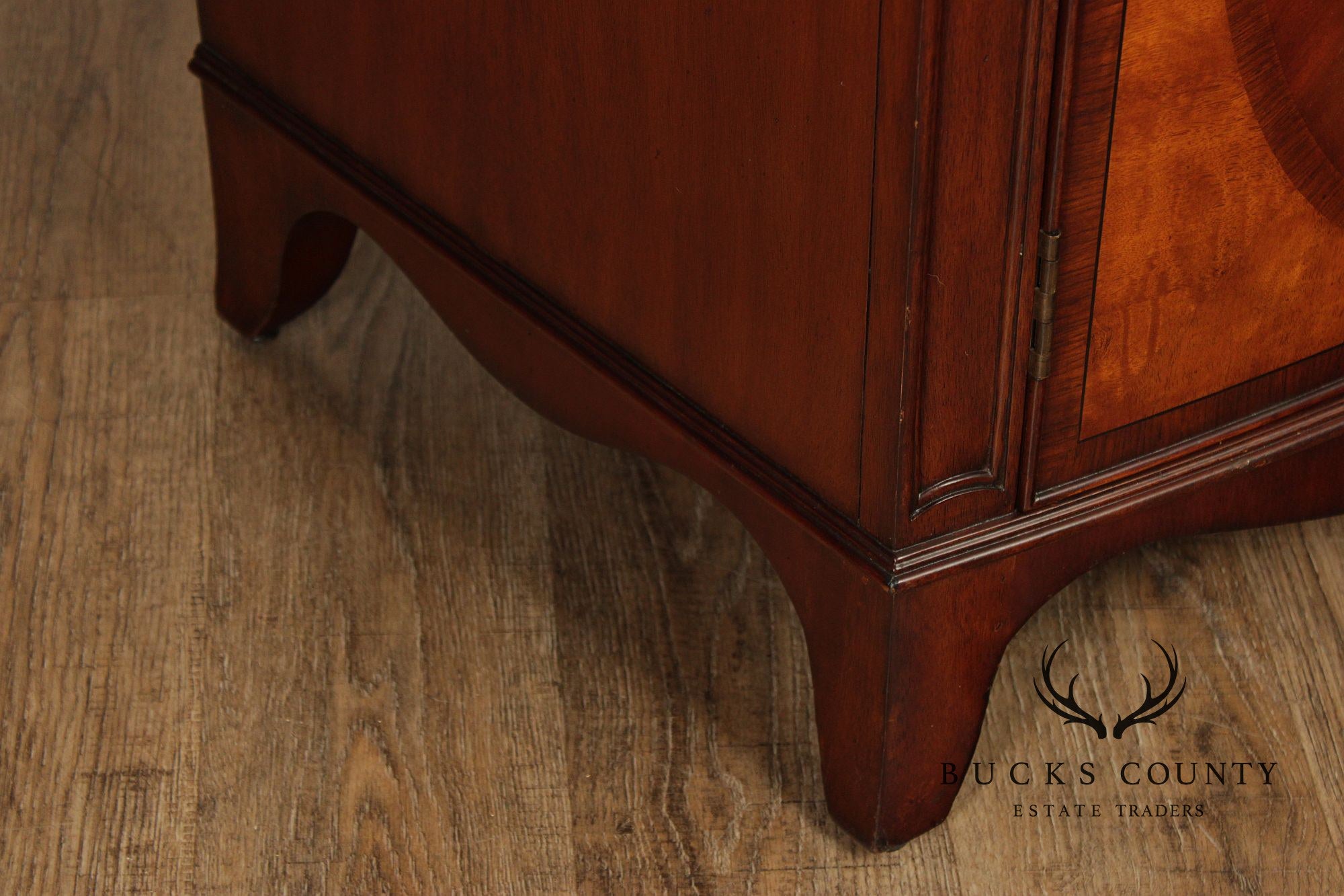 Ethan Allen Federal Style Mahogany And Satinwood Inlaid Demilune Server Cabinet
