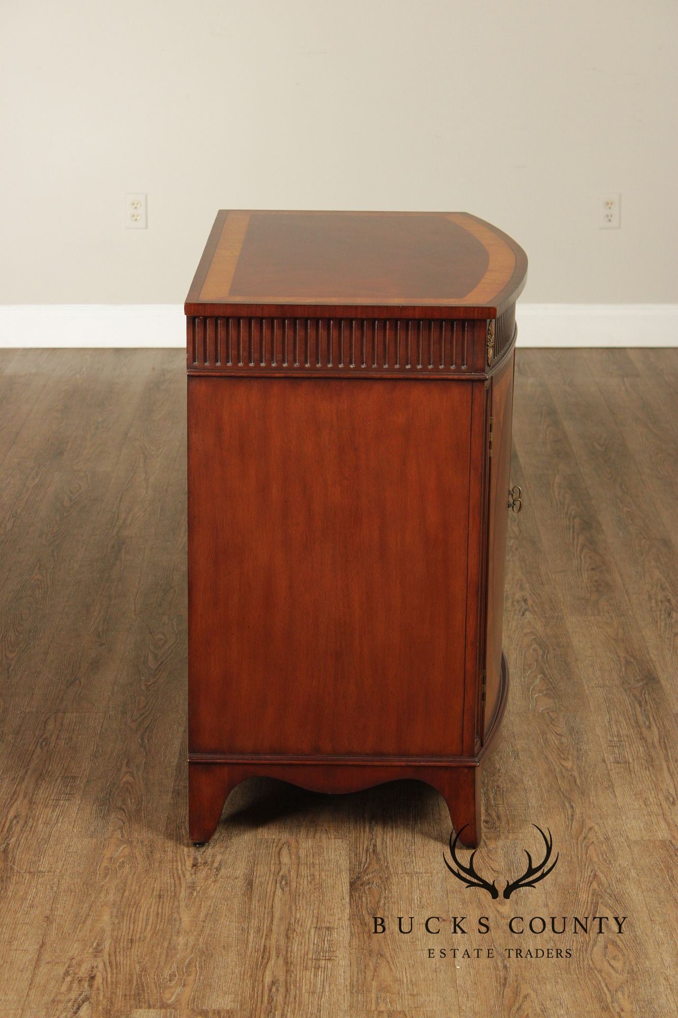 Ethan Allen Federal Style Mahogany And Satinwood Inlaid Demilune Server Cabinet