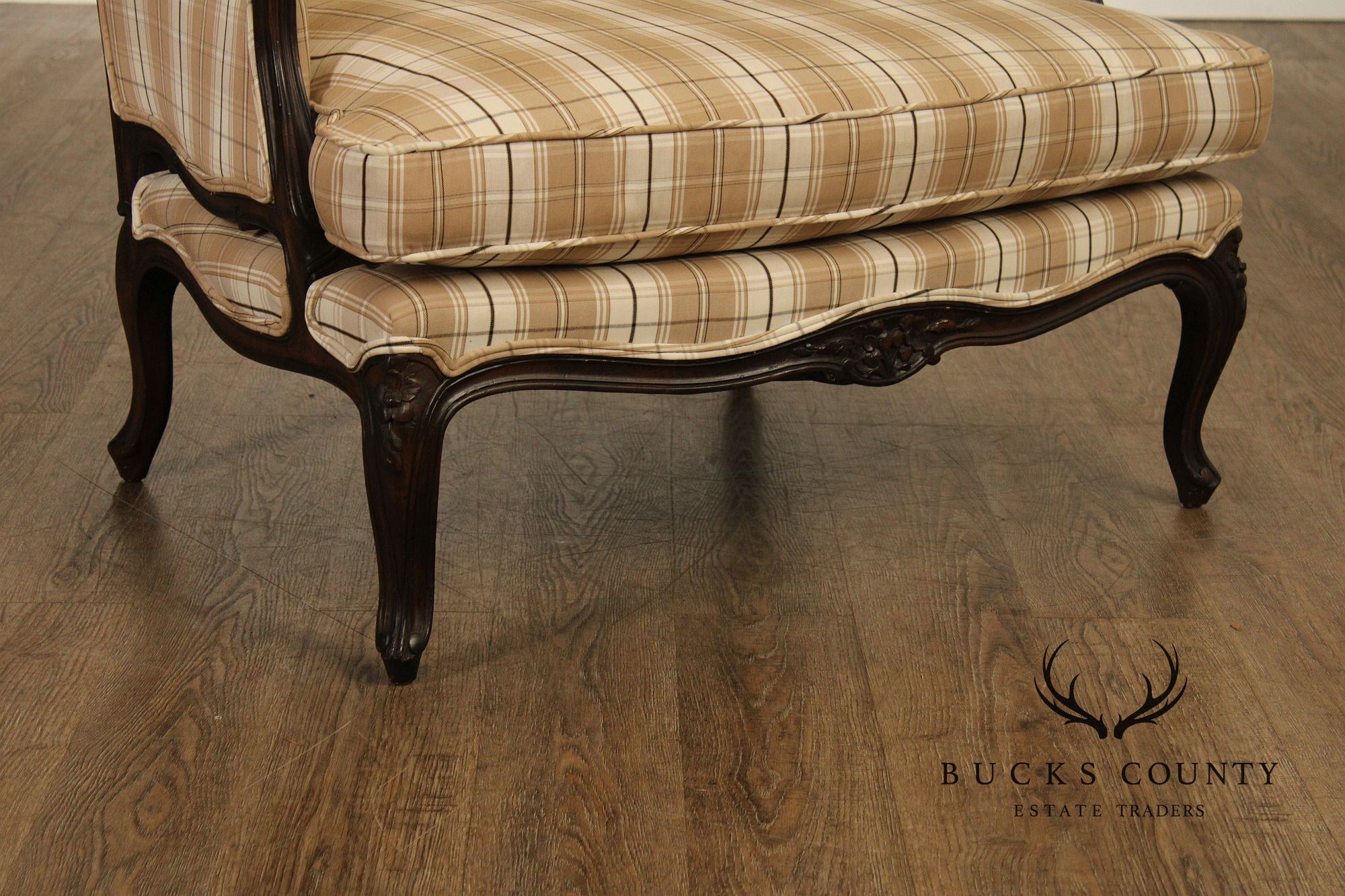 French Louis XV Style Wide Seat Bergere Armchair