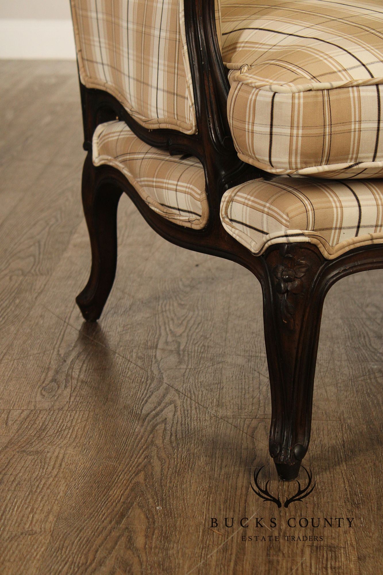 French Louis XV Style Wide Seat Bergere Armchair